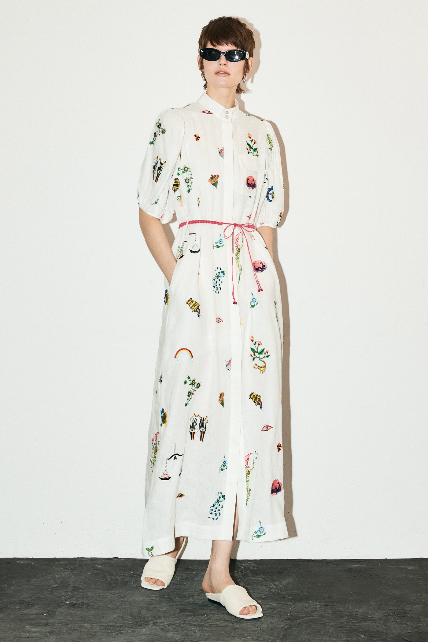 KAMILAN Linen Embroidered Dress