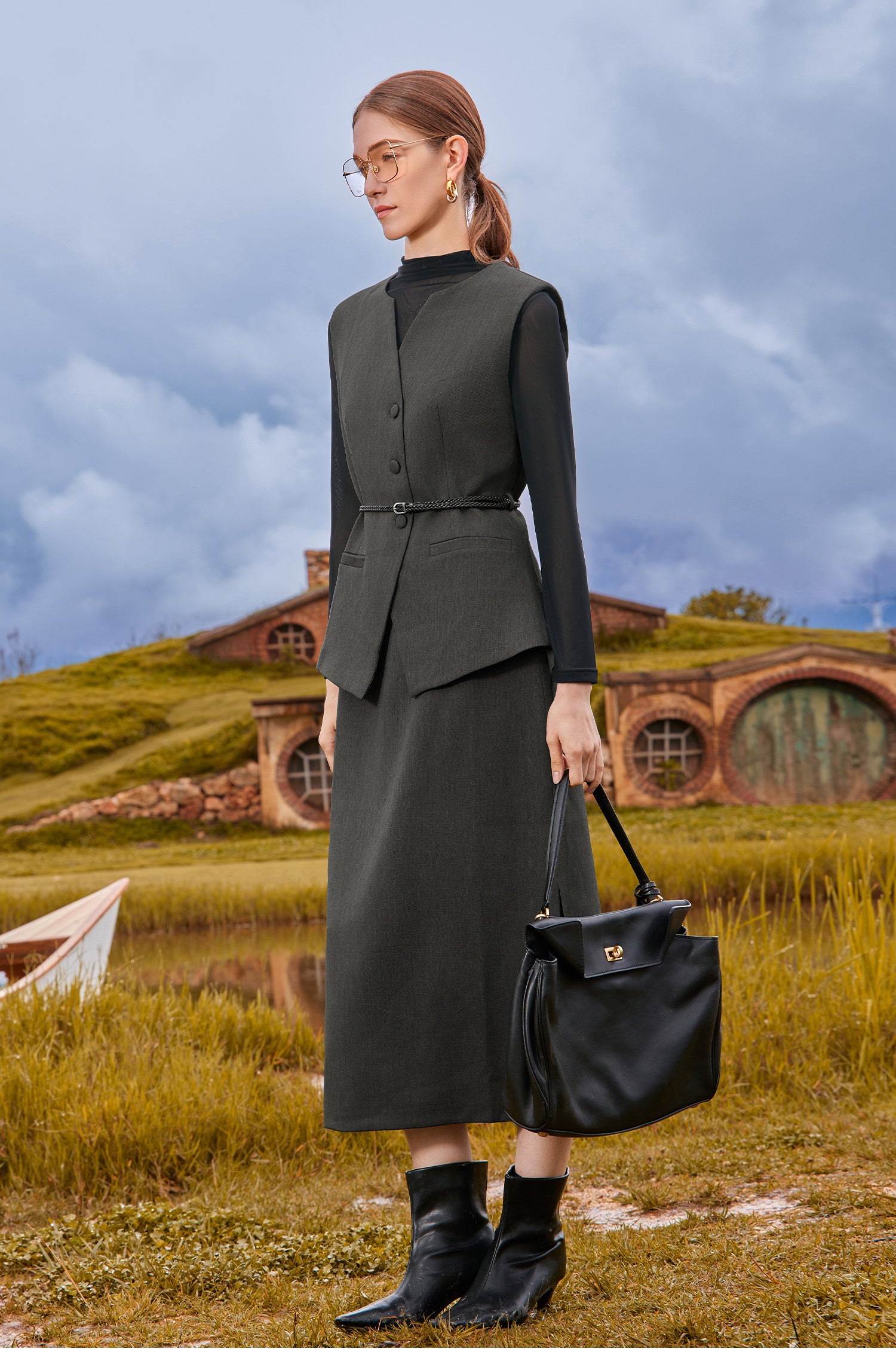 KAMILAN Shenxun Long-sleeved T-shirt with Collar for Women, 2025 Autumn New Style, Fashionable Mesh Underwear Design Top