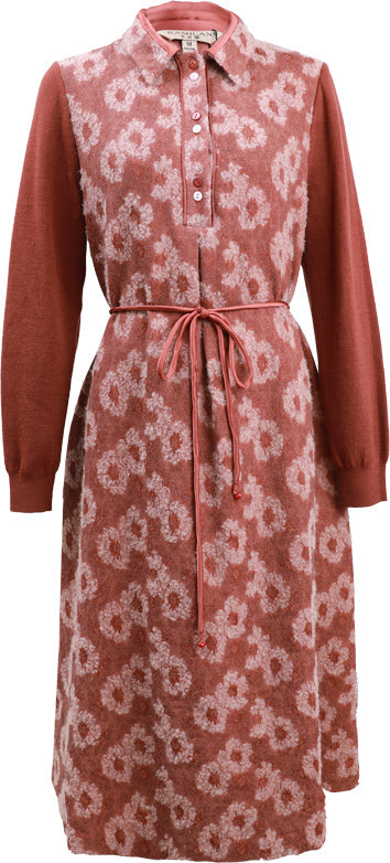 KAMILAN Women's Wool Knit Shirt Dress – 2025 Autumn/Winter New Unique Chic Belted Midi Dress