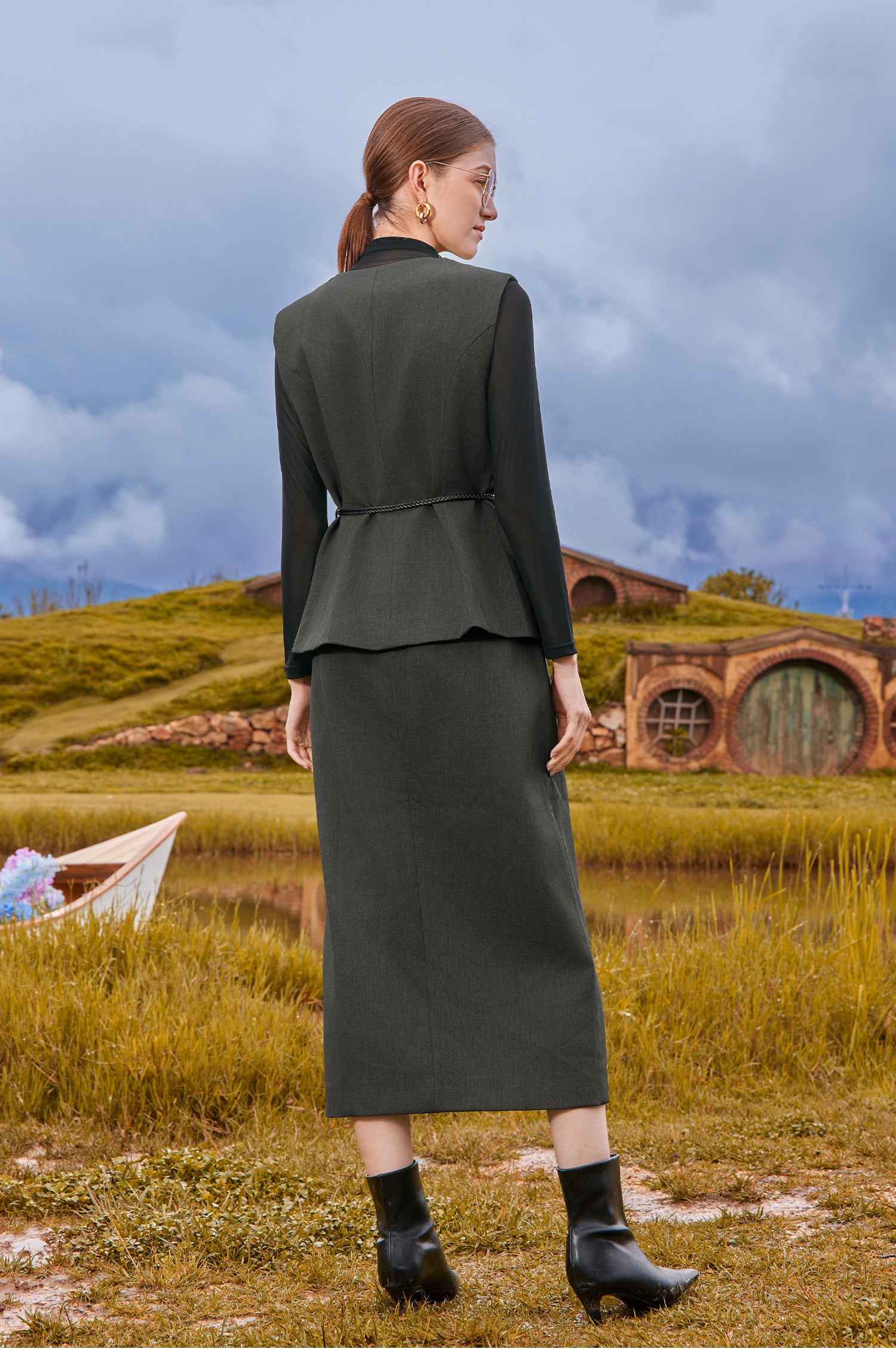 KAMILAN Shenxun Long-sleeved T-shirt with Collar for Women, 2025 Autumn New Style, Fashionable Mesh Underwear Design Top