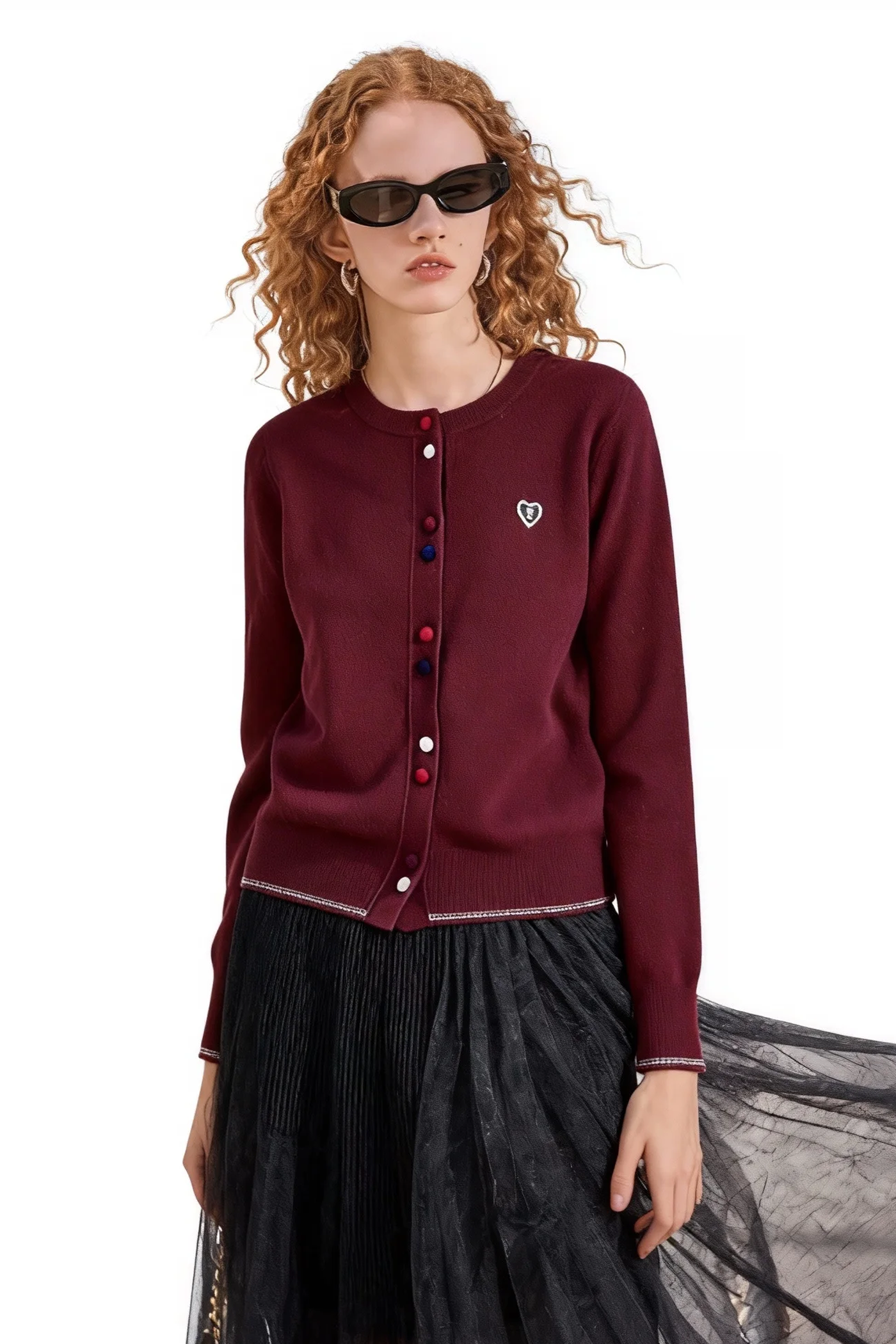 KAMILAN Trendy Short Embroidered Wool Sweater for Women, 2025 Autumn New Knit Cardigan Jacket Top