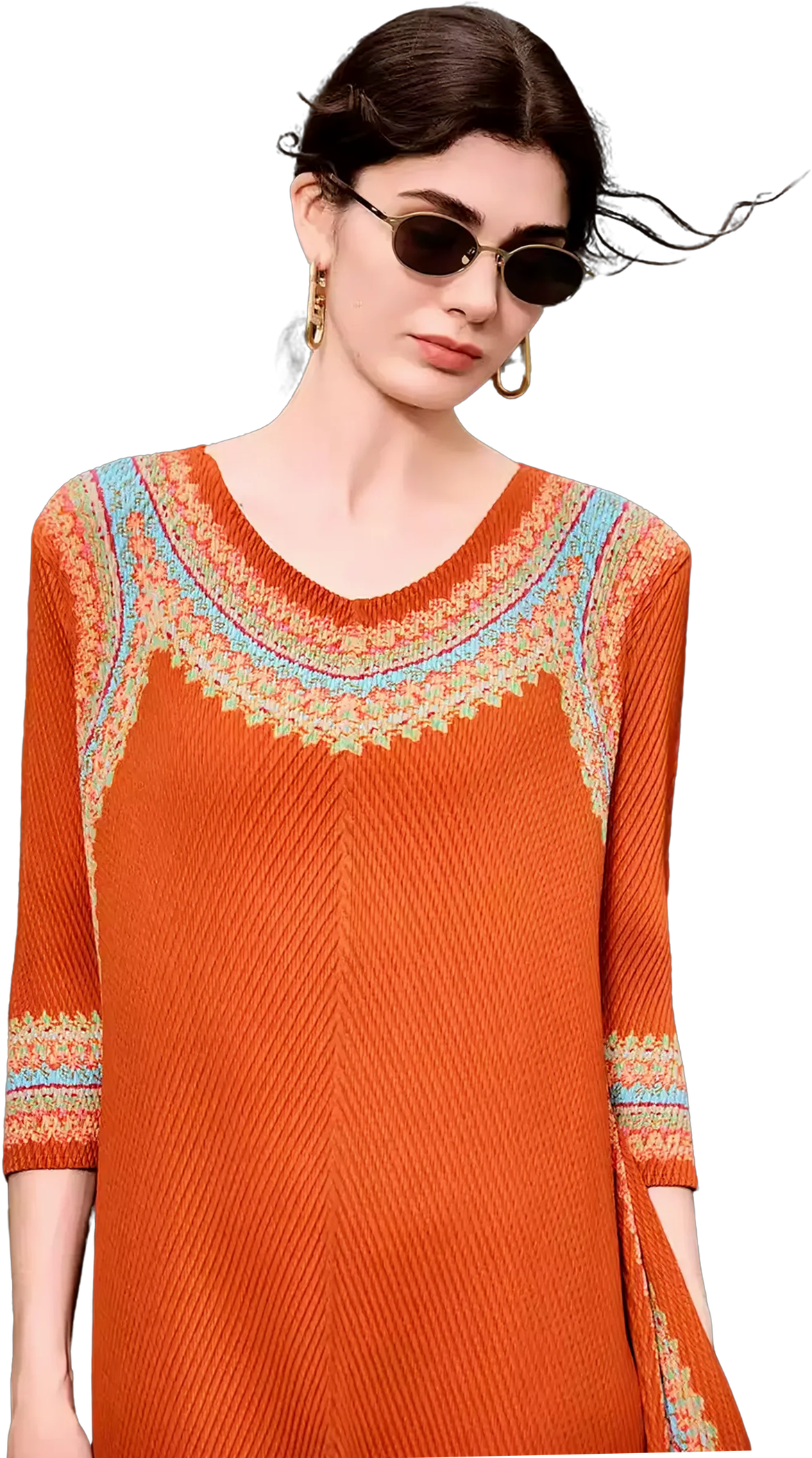 KAMILAN French-style retro dress for women, new 2025 autumn style, loose mid-length A-line color-block skirt