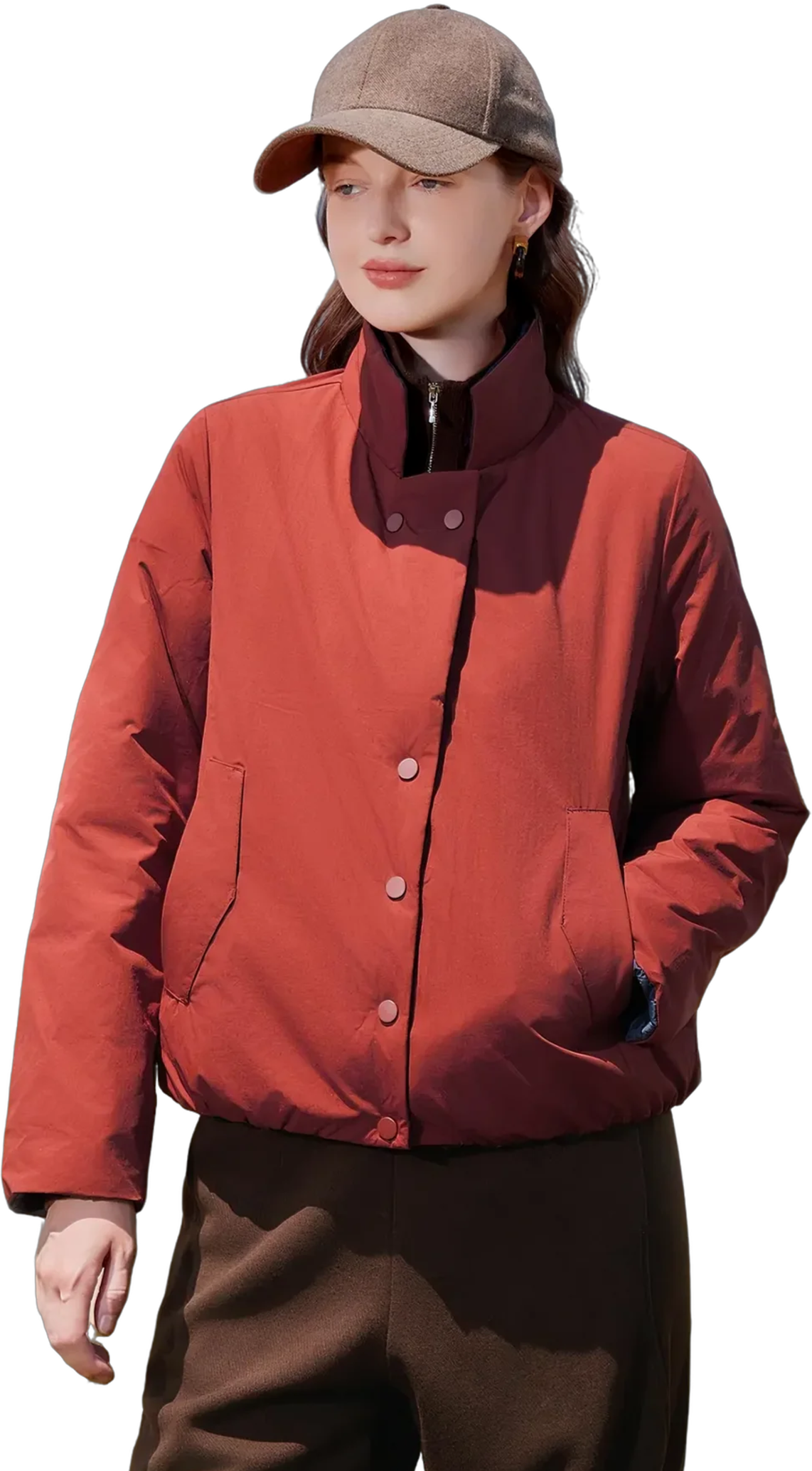 KAMILAN Short and lightweight warm down jacket for women, 2025 winter new style, white down jacket with two-sided wearability