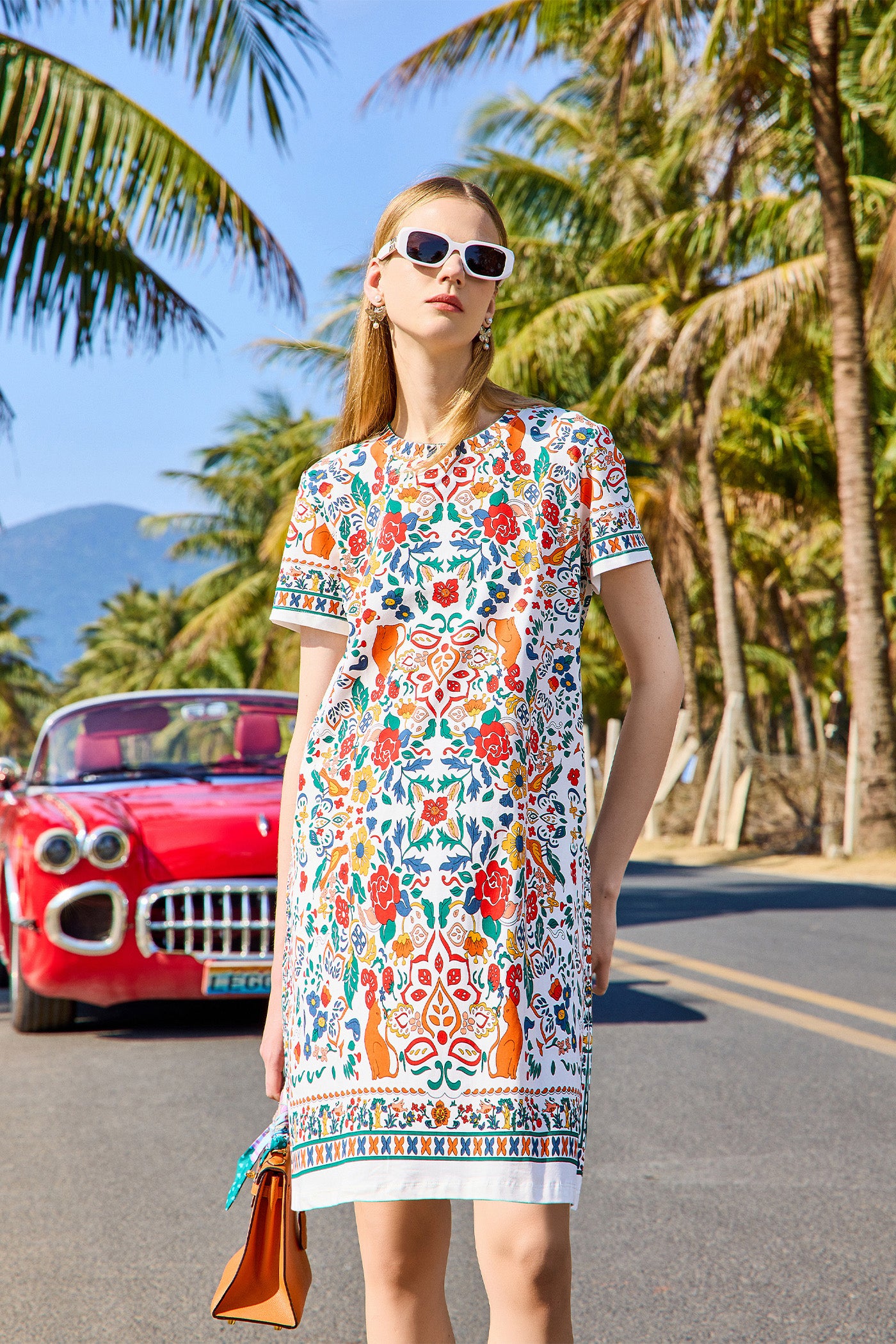 KAMILAN Bohemian Style Mulberry Silk Printed A-Line Dress