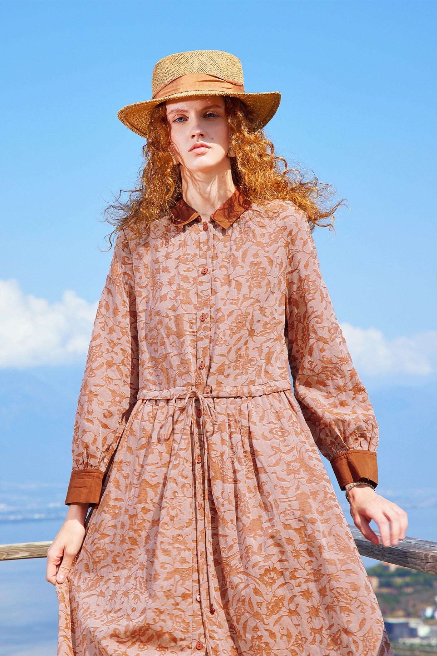 KAMILAN French Vintage-Inspired Elegant Printed Shirt Dress for Women – 2025 Spring & Autumn Collection, Mid-Length