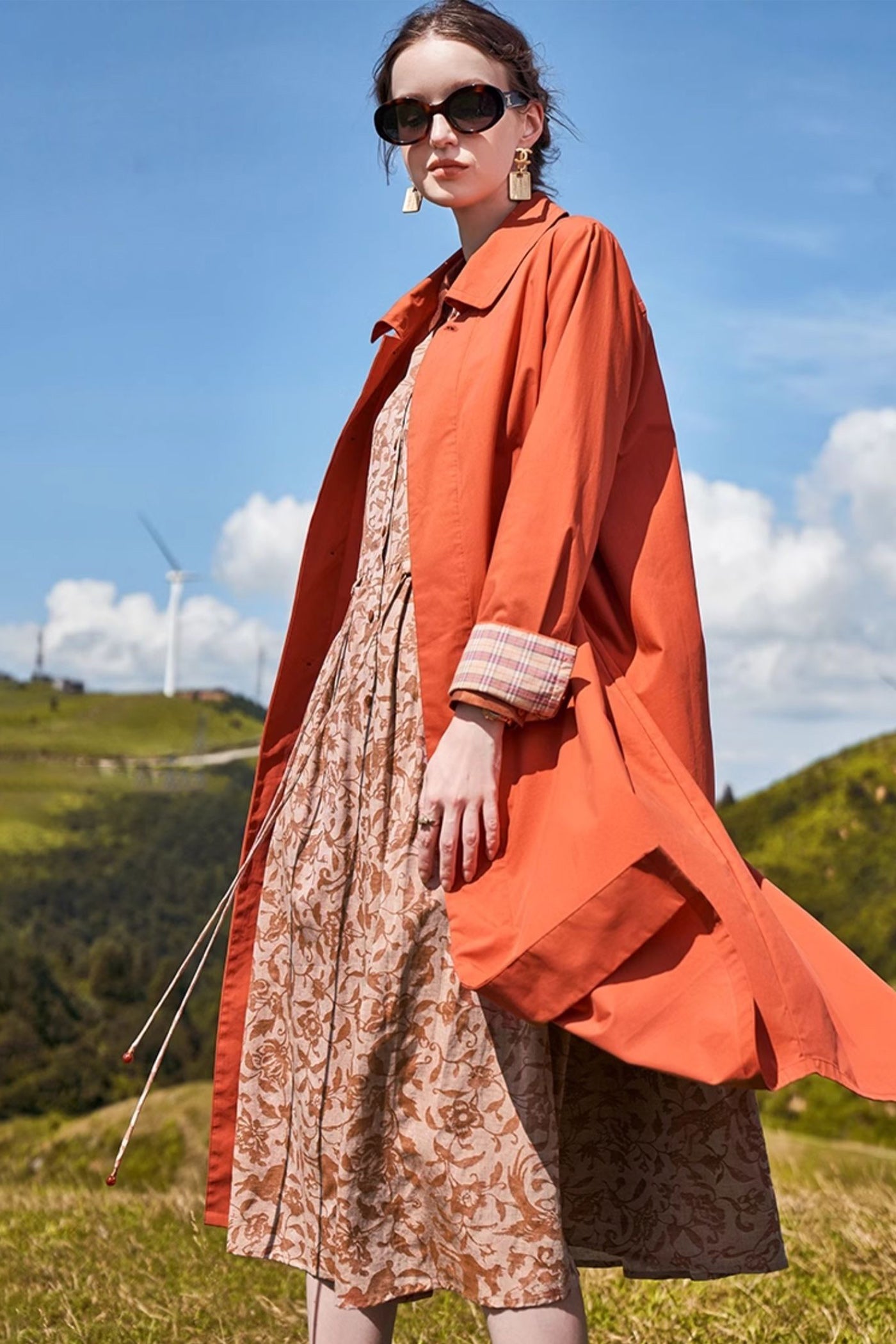 KAMILAN French Vintage-Inspired Elegant Printed Shirt Dress for Women – 2025 Spring & Autumn Collection, Mid-Length
