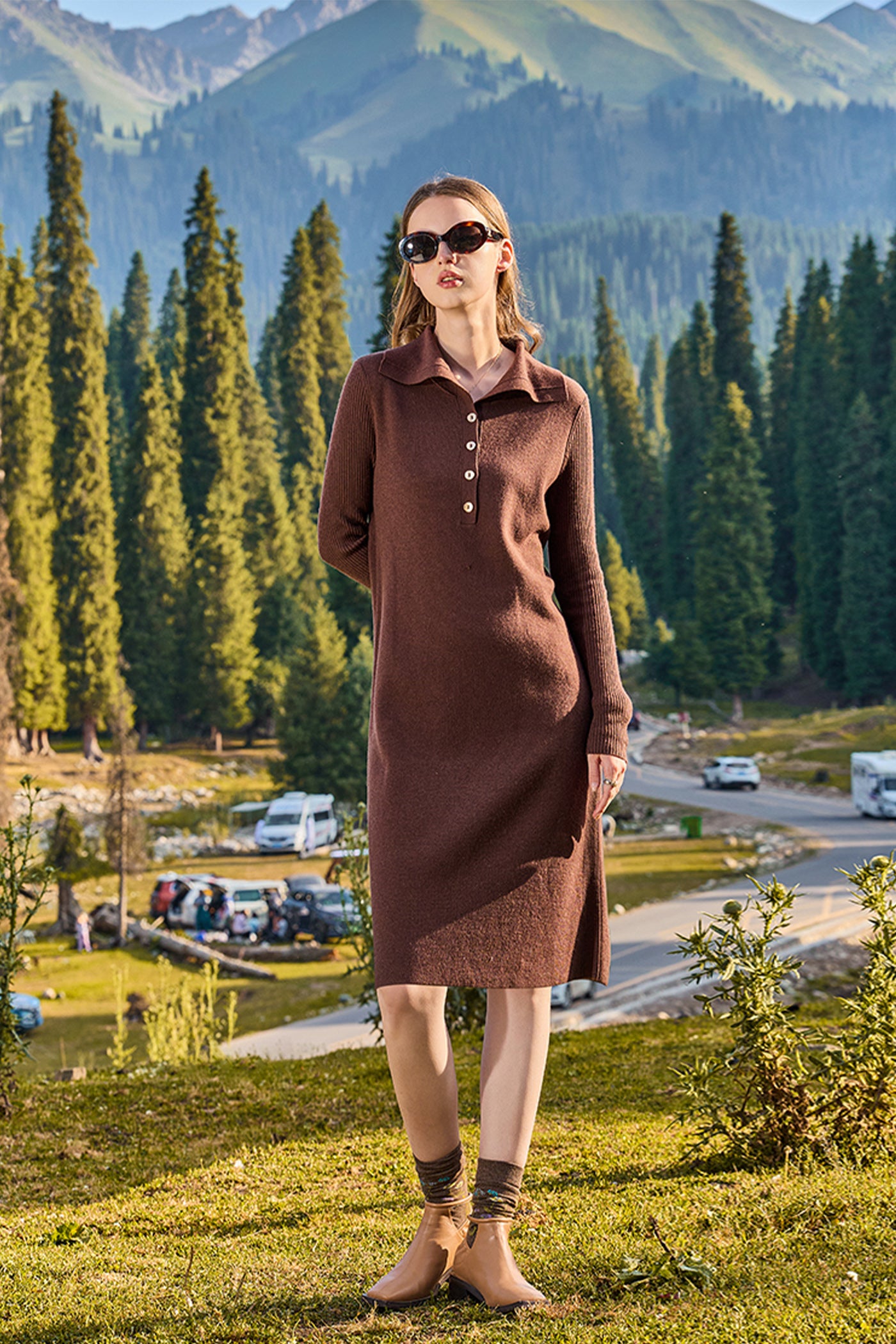 KAMILAN 25 Autumn French Woolen Knitted Dress