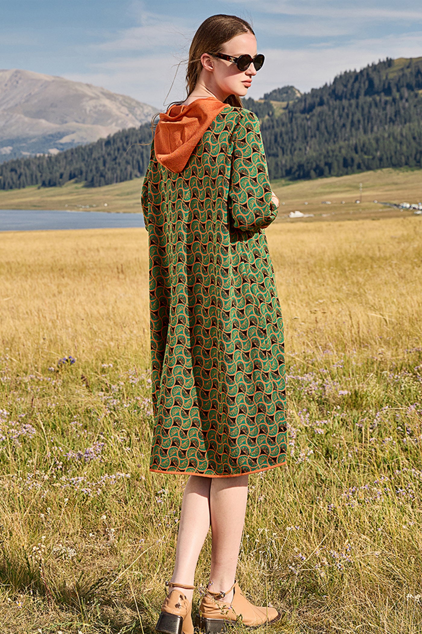 KAMILAN Women's Hooded Knit Sweater Dress | 2025 Fall Loose Mid-Length A-Line Pullover