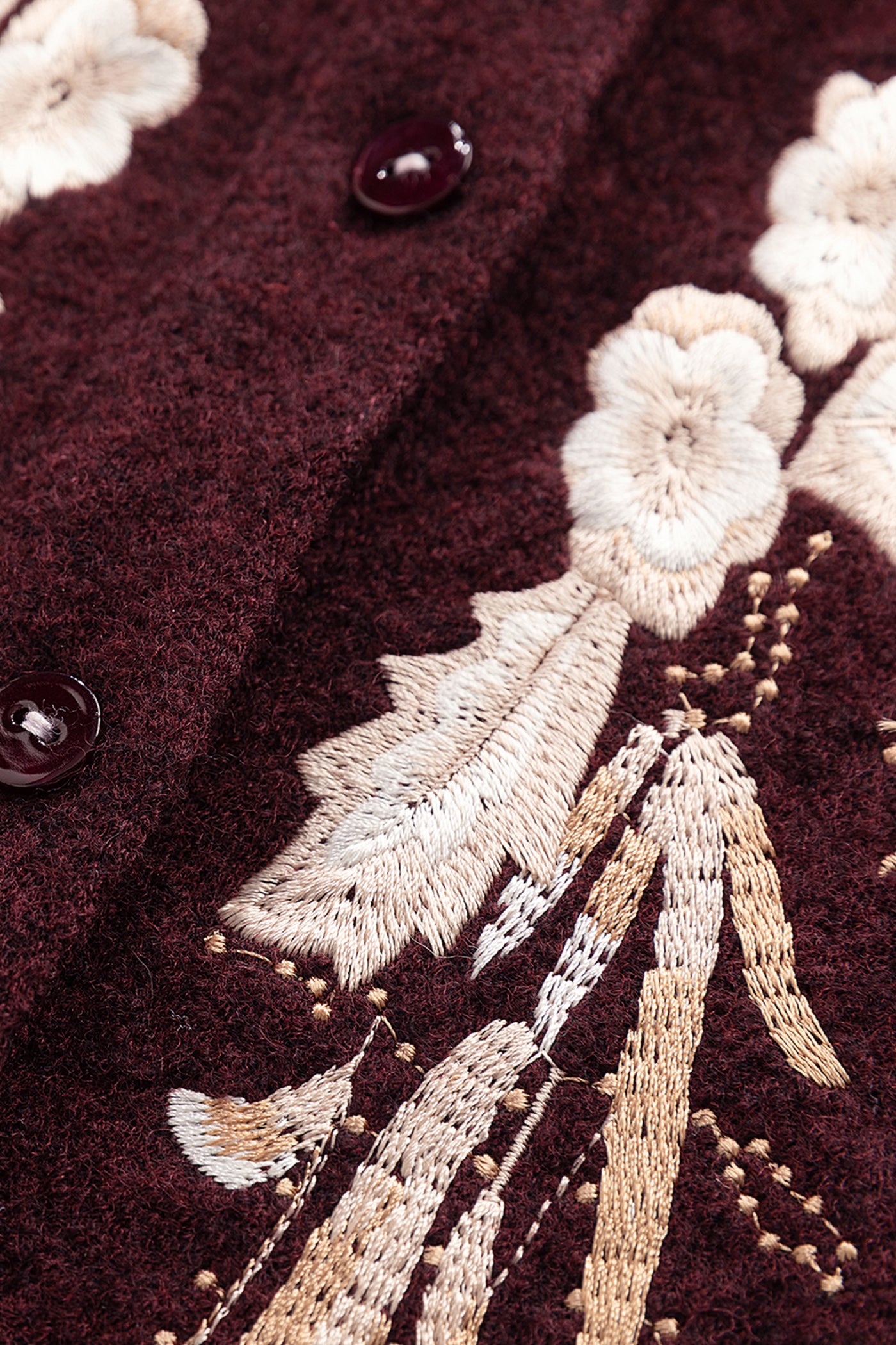 KAMILAN Wool Embroidered Midi Dress for Women – 2025 Fall New A-Line Dress with Stitch Detail