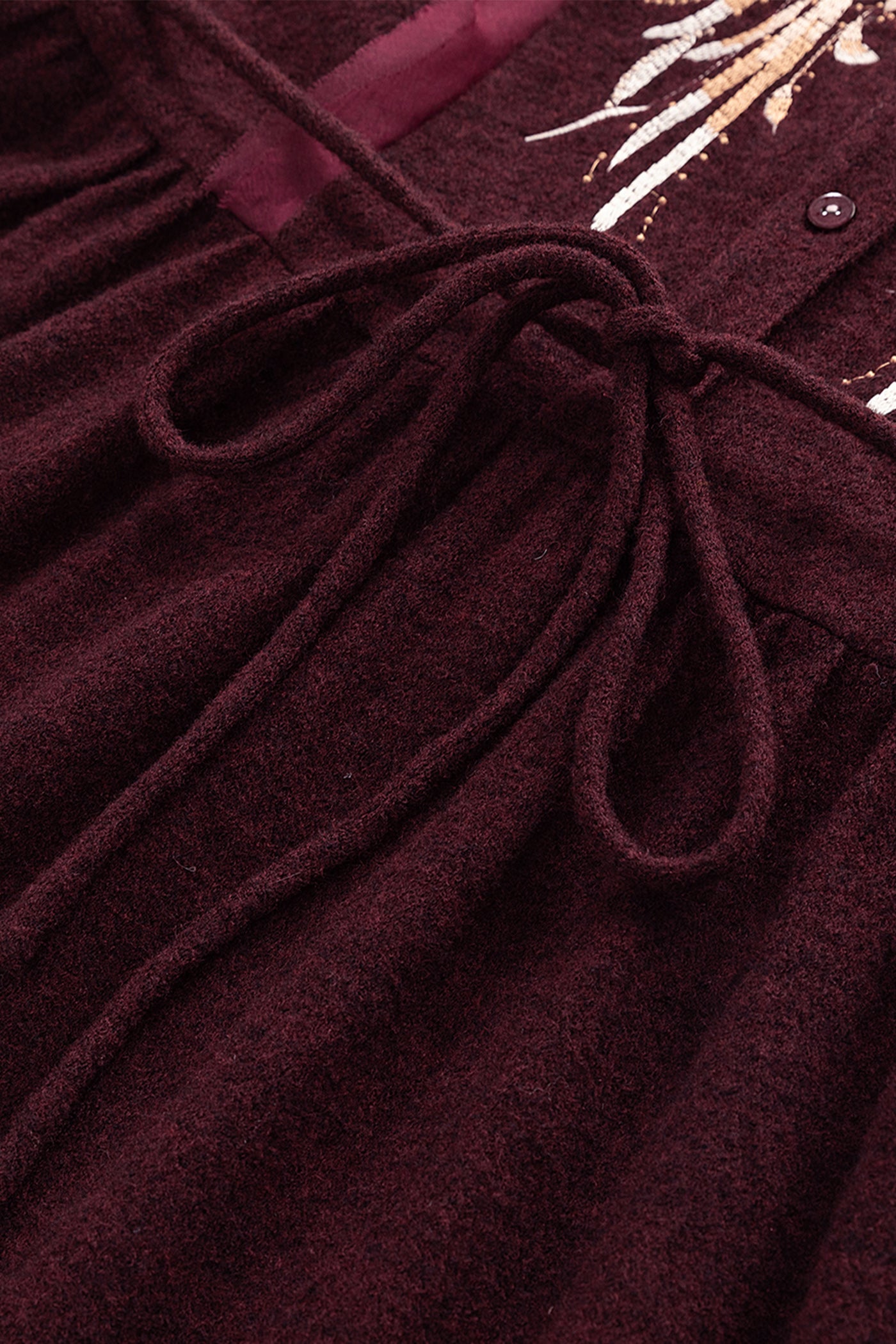 KAMILAN Wool Embroidered Midi Dress for Women – 2025 Fall New A-Line Dress with Stitch Detail