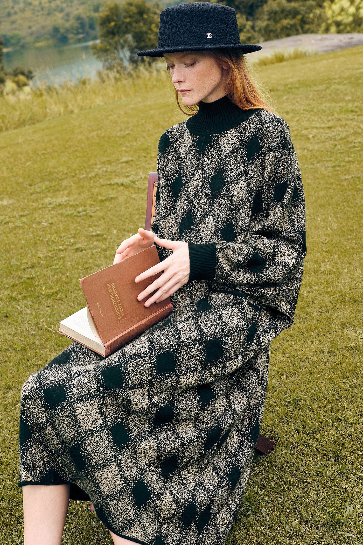 KAMILAN French plaid long sleeved dress for women in autumn and winter