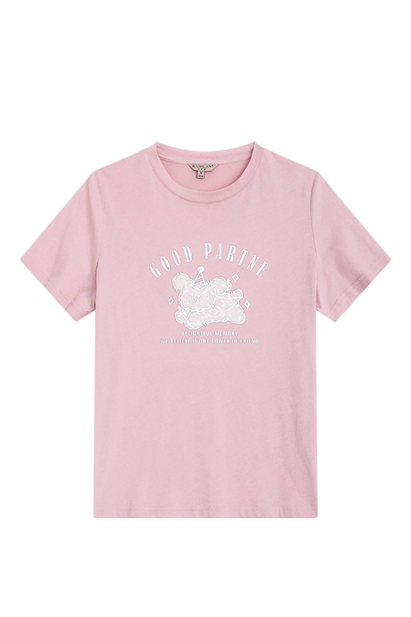 Kamilan Cotton Cartoon Print T-Shirt in Soft Pink