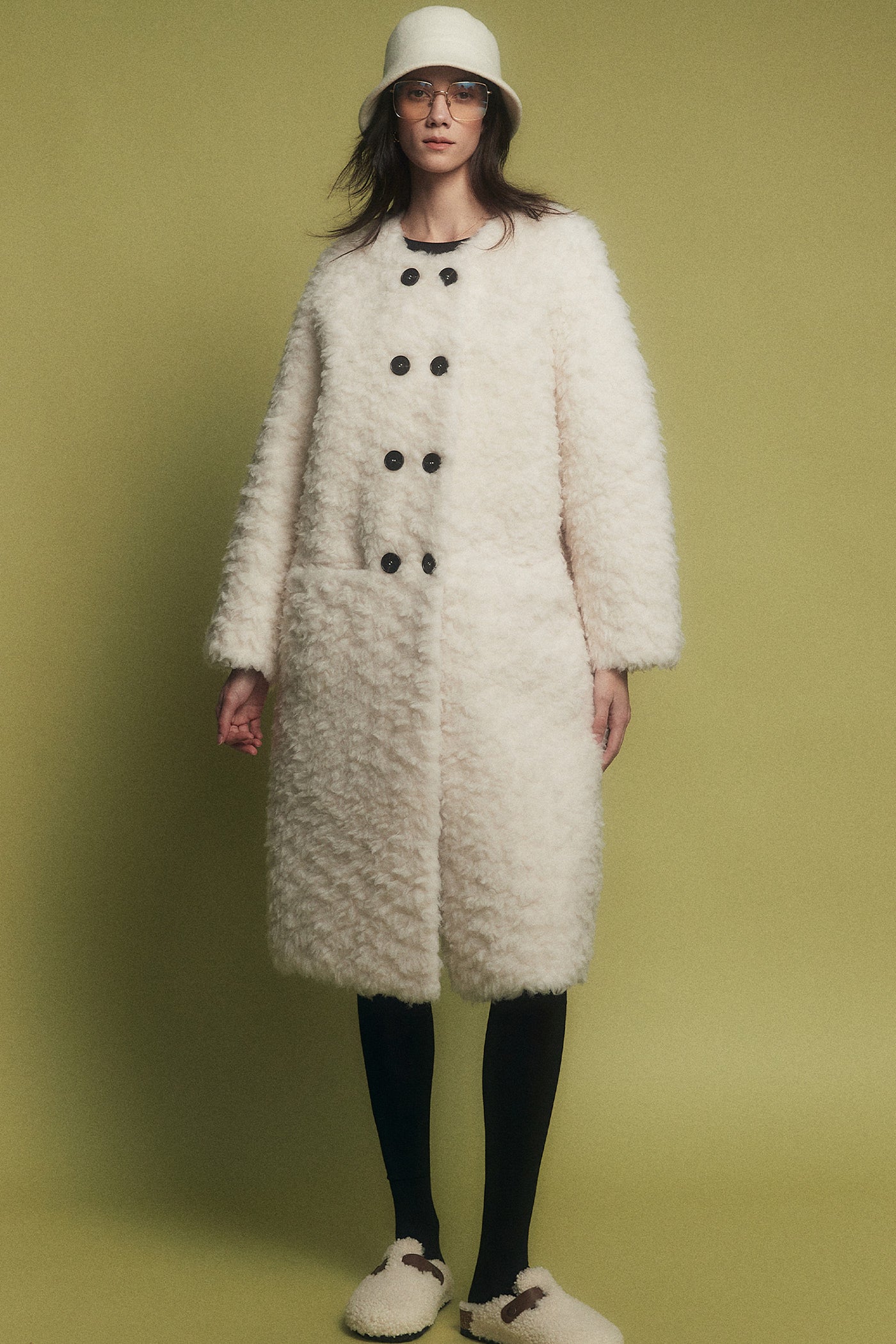 KAMILAN Women's Shearling Wool Coat – 2025 Winter New Mid-Length Warm Maillard Style Jacket