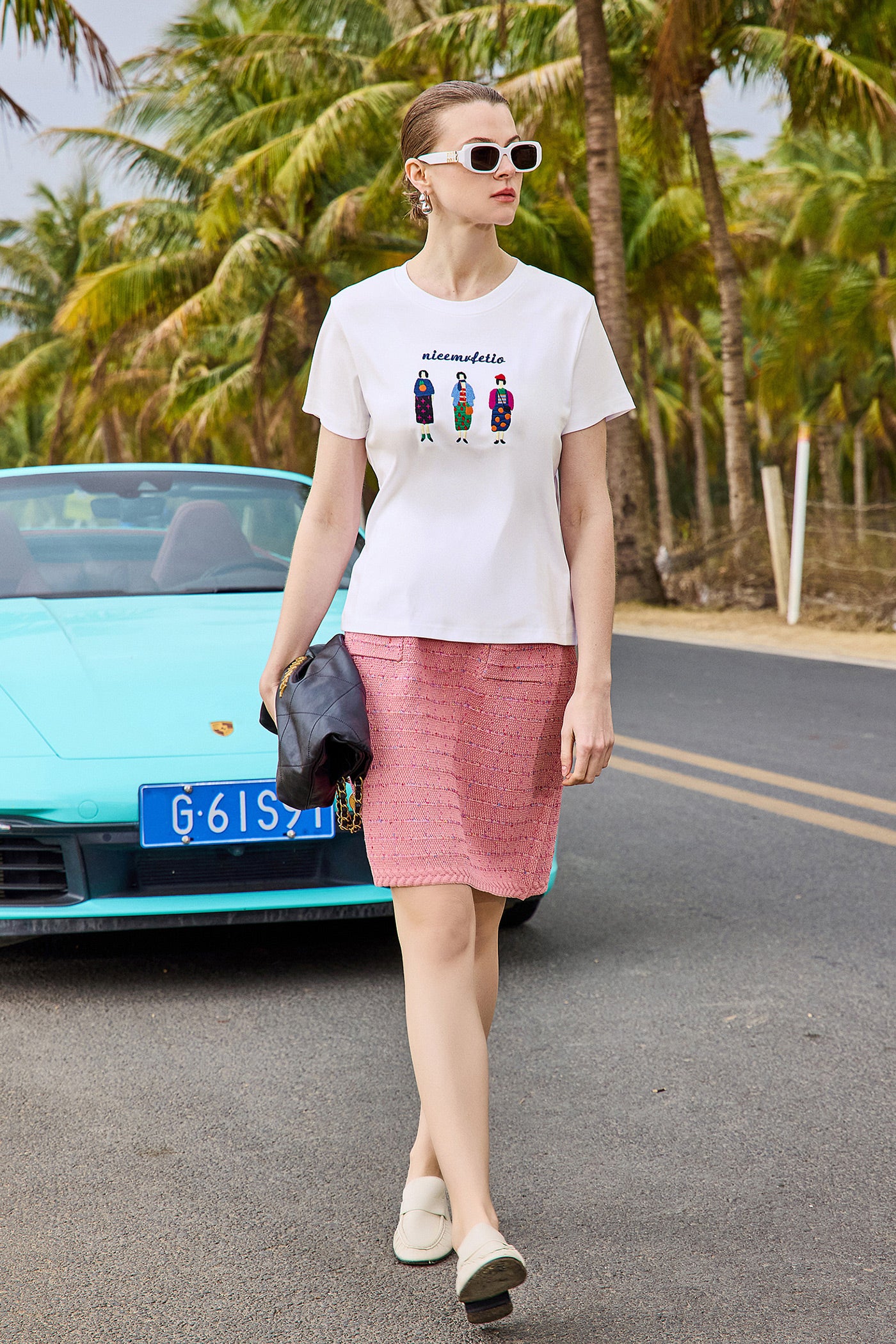 KAMILAN French Chic Tweed-Inspired Skirt – 2025 Autumn New Women's Pink High-Waist A-Line Mini Skirt
