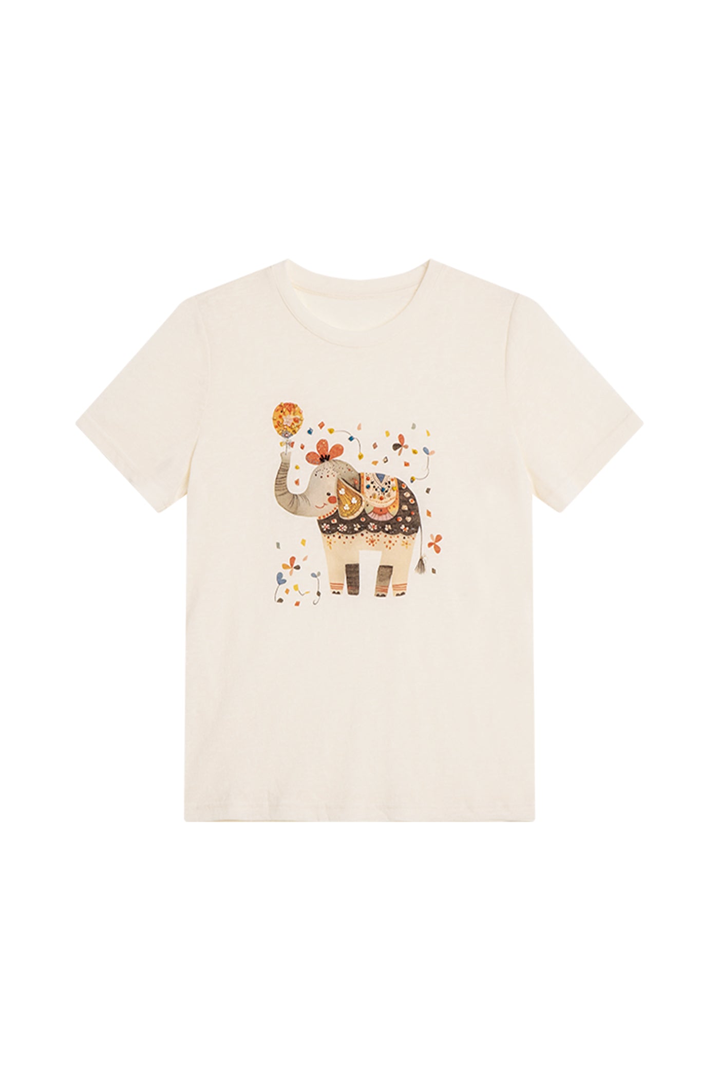 KAMILAN Embellished Elephant Motif Cotton Tee