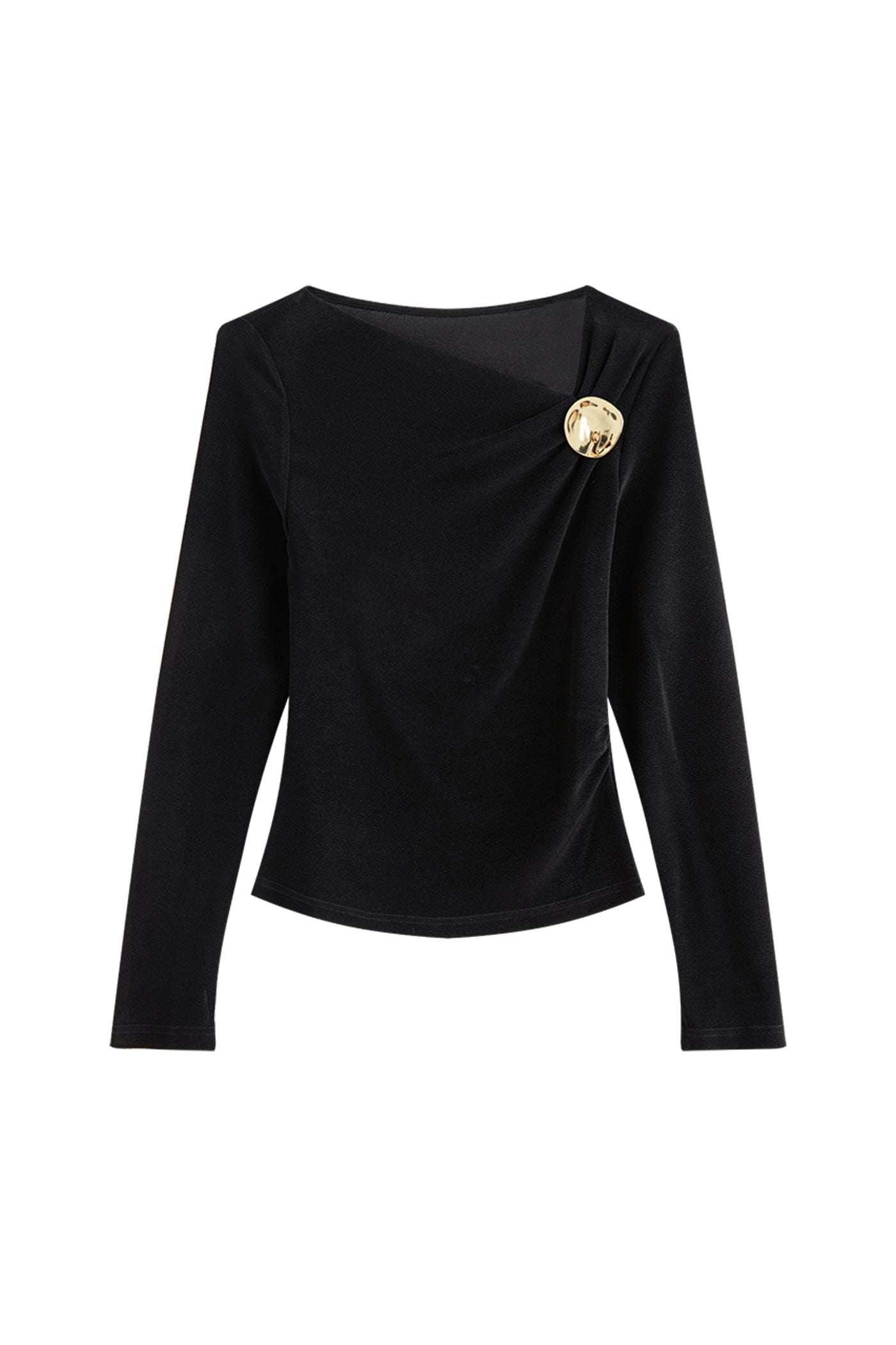 KAMILAN Chic Short Top for Women – 2025 Autumn New Elegant Long-Sleeve Knit Base Layer