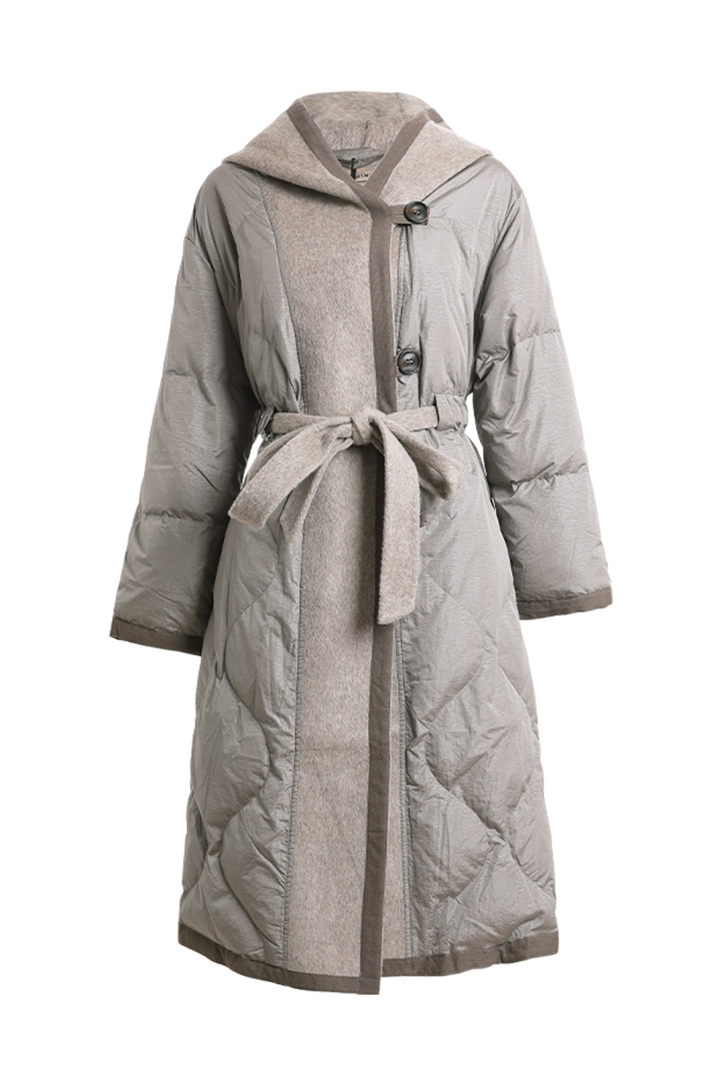 KAMILAN Hooded Down Coat with Wool Accents The Poetic Balance of Structure and Warmth