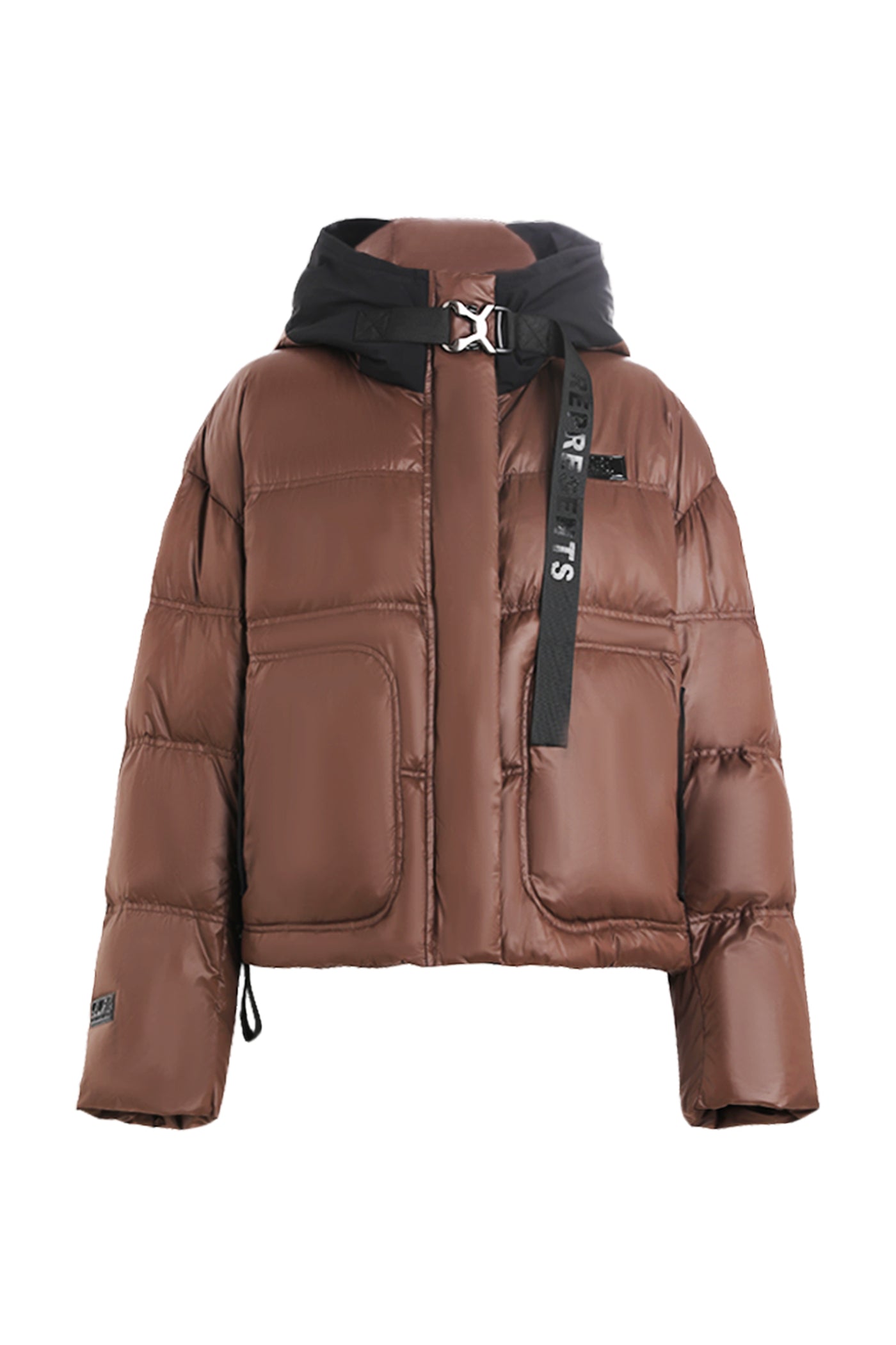 Kamilan Cropped Hooded Down Jacket in Urban Mocha