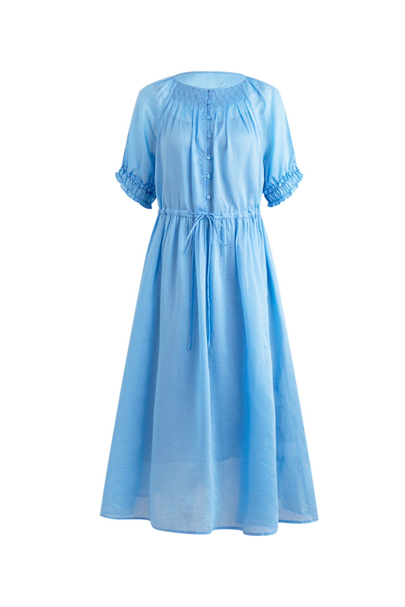 KAMILAN Gathered Midi Dress with Delicate Tie Detailing