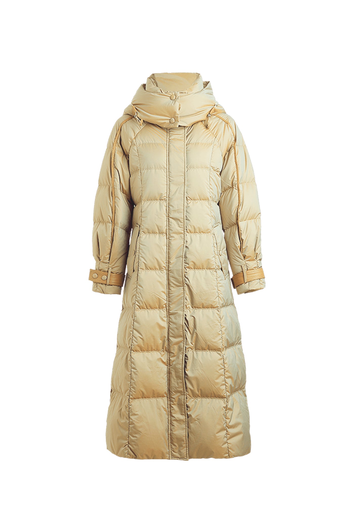 KAMILAN Women's White Goose Down Coat – 2025 Winter New Mid-Length Hooded Puffer Jacket