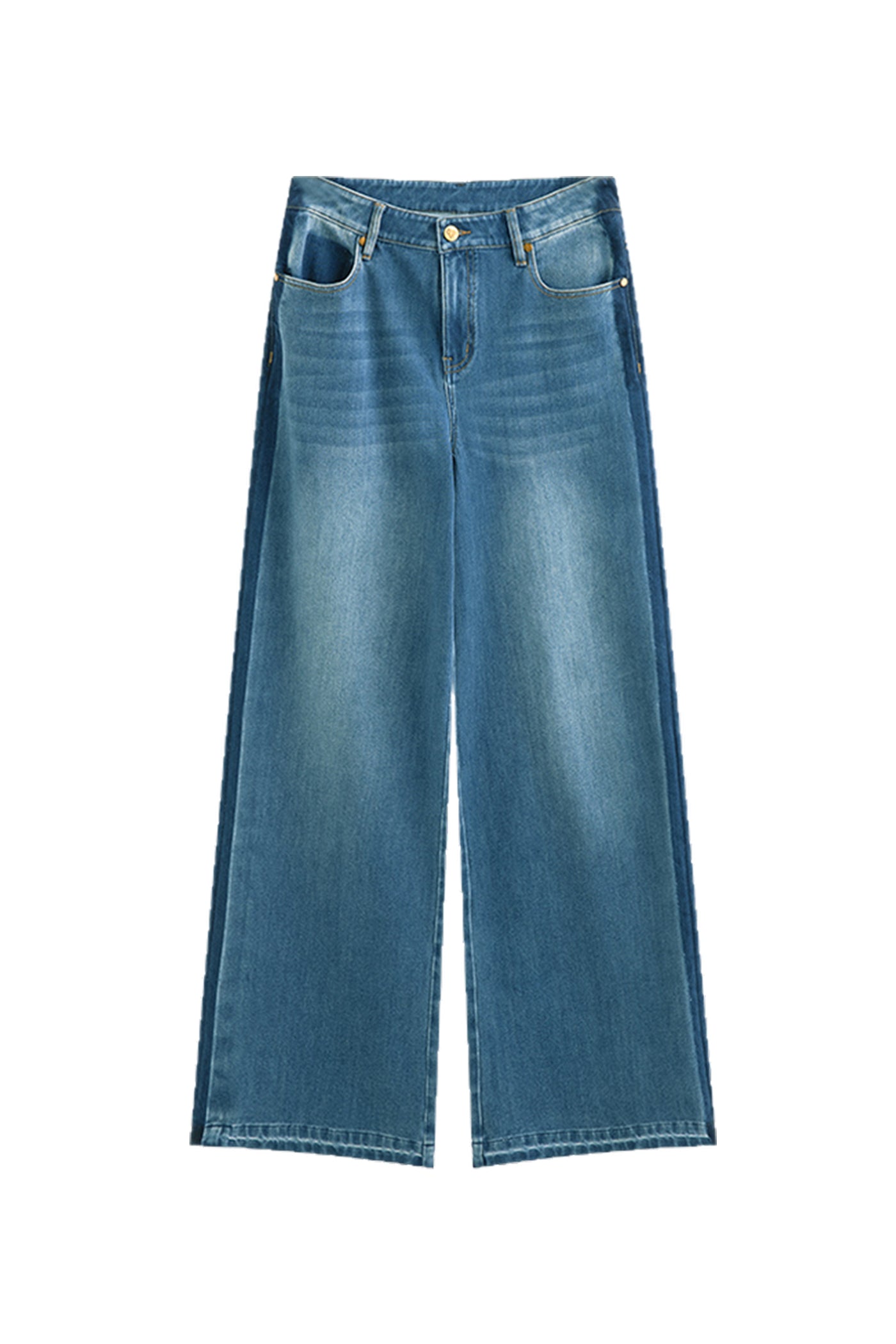 KAMILAN High-Rise Washed Wide-Leg Denim Trousers