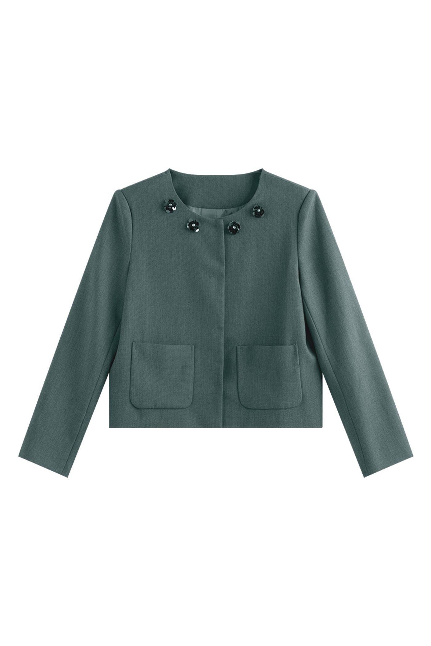 KAMILAN French style casual short fashion coat women's autumn new beaded long-sleeved short coat