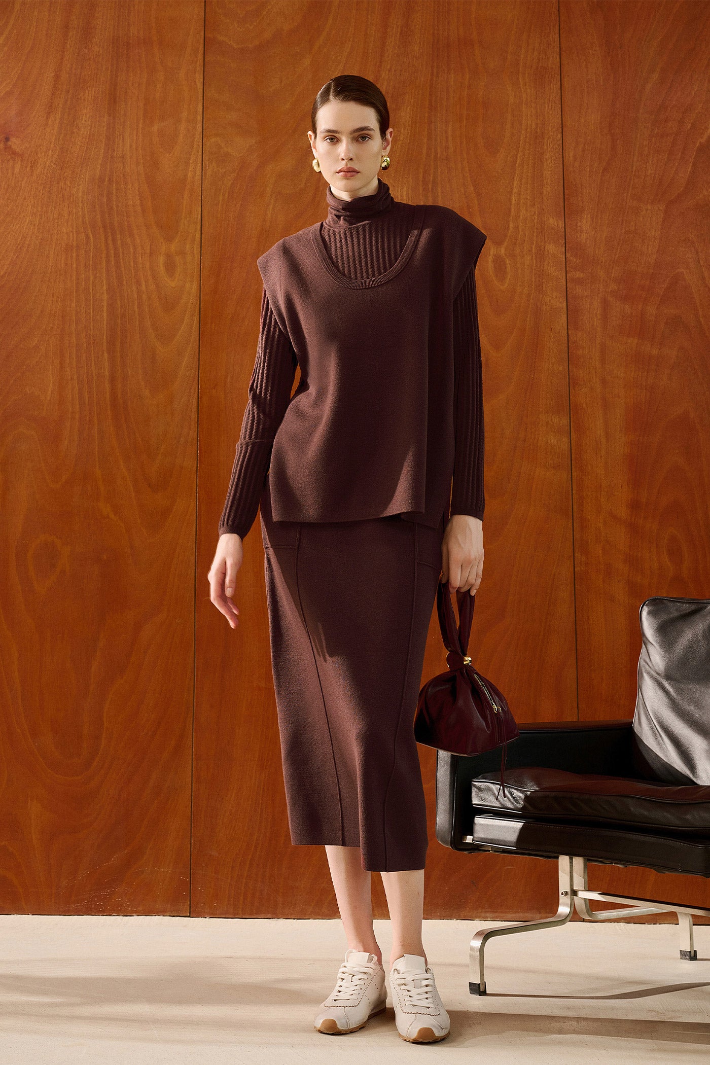 KAMILAN French-Inspired Chic Knit Vest for Women – 2025 Autumn Collection, Short Sleeve Knit Top