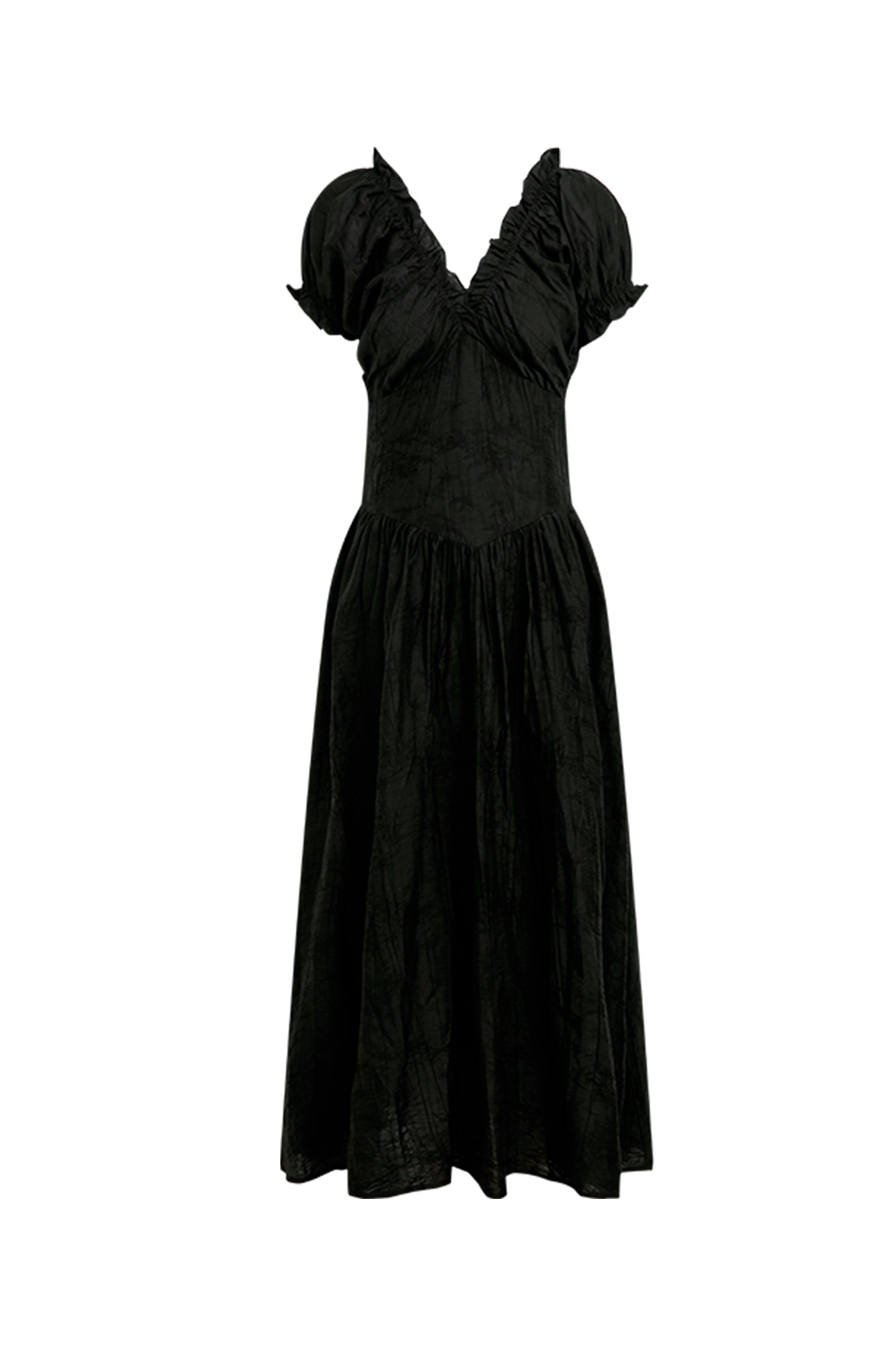 KAMILAN Slim-Fit Black Puff Sleeve Dress