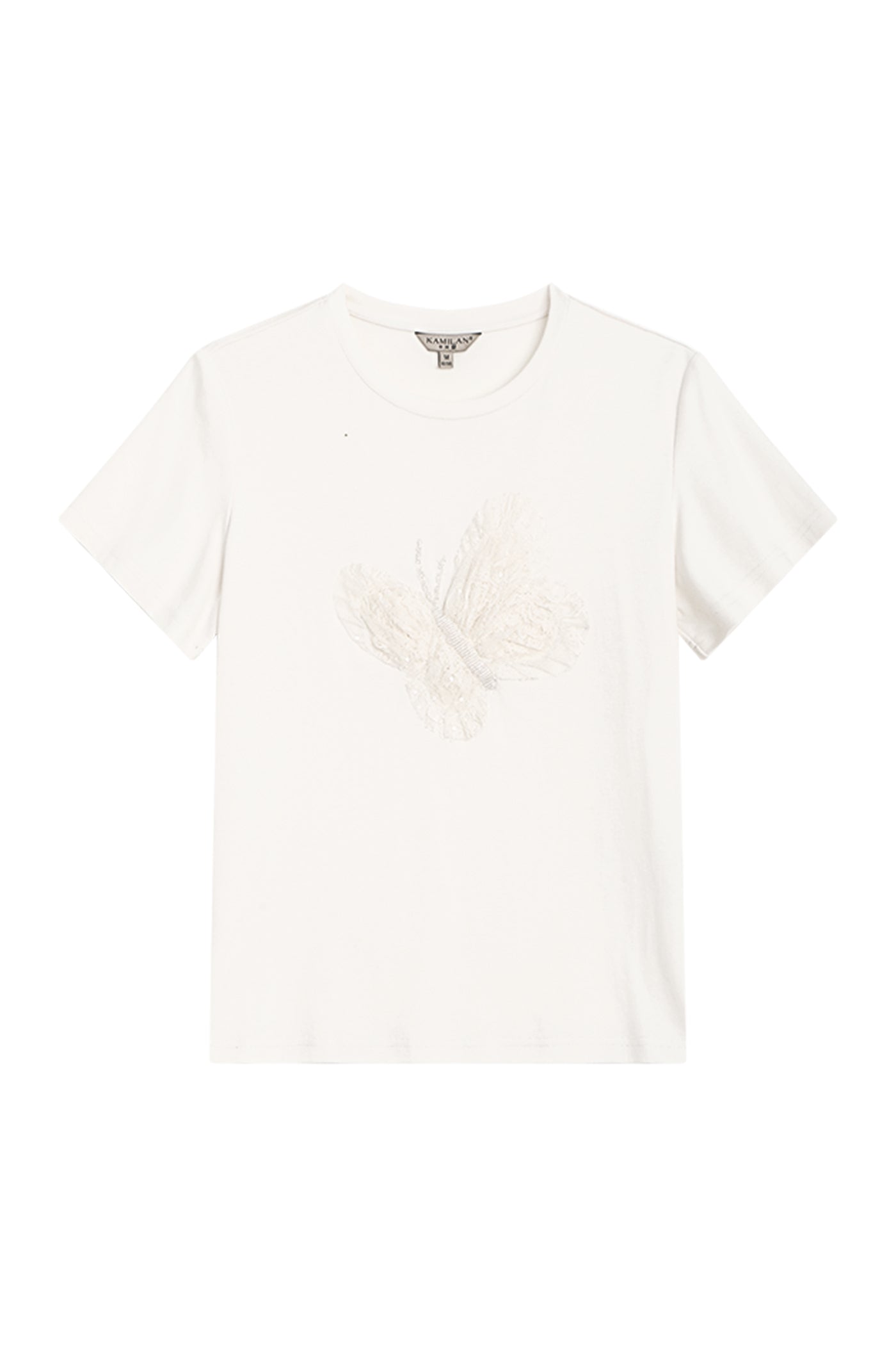 KAMILAN Beige T-Shirt with Butterfly Motif