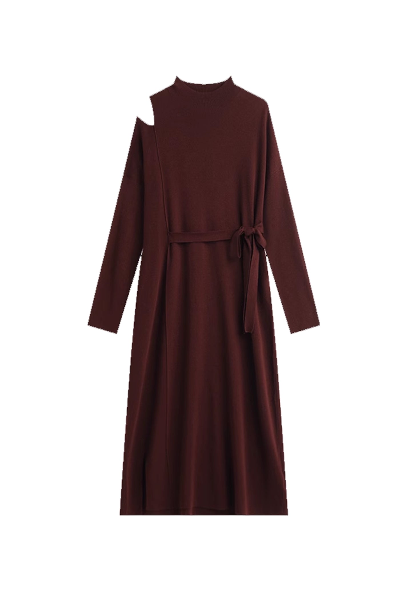 KAMILAN wool knitted dress women's autumn and winter 2025 new long sweater dress