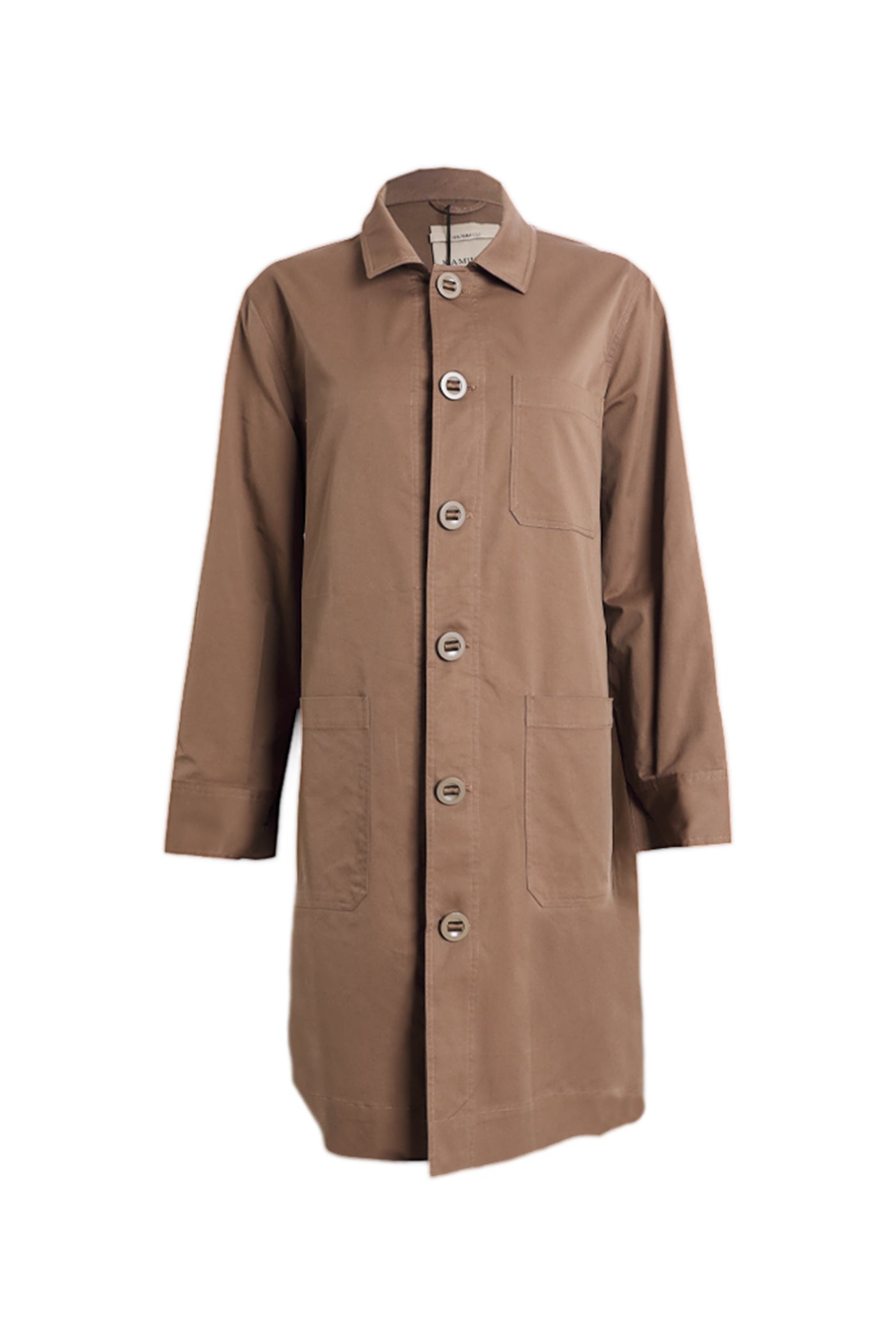 KAMILAN square collar long-sleeved casual windbreaker women's autumn 2025 new loose medium and long fashion coat