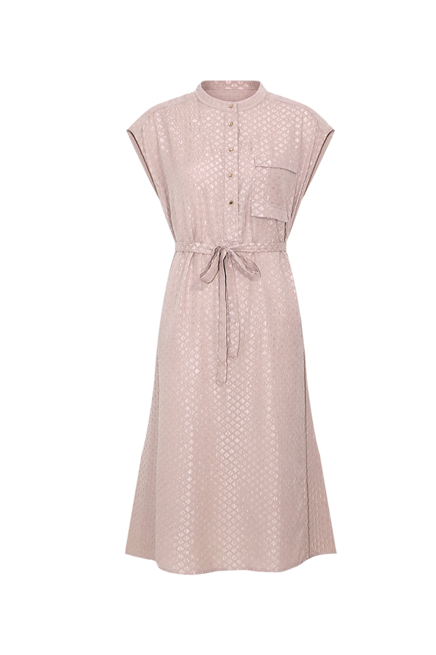 KAMILAN Jacquard Belted Dress in Misty Rose