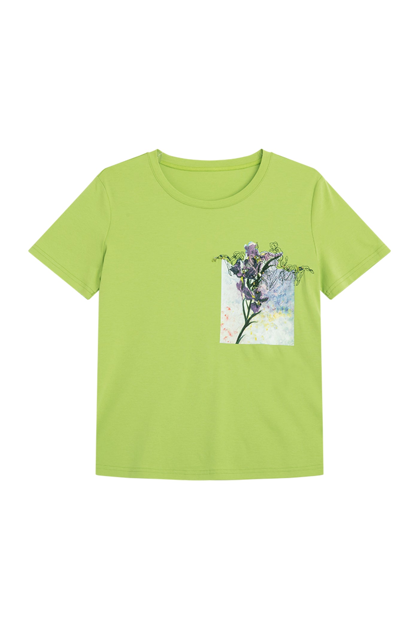 KAMILAN Floral Art Print Cotton Round Neck Tee