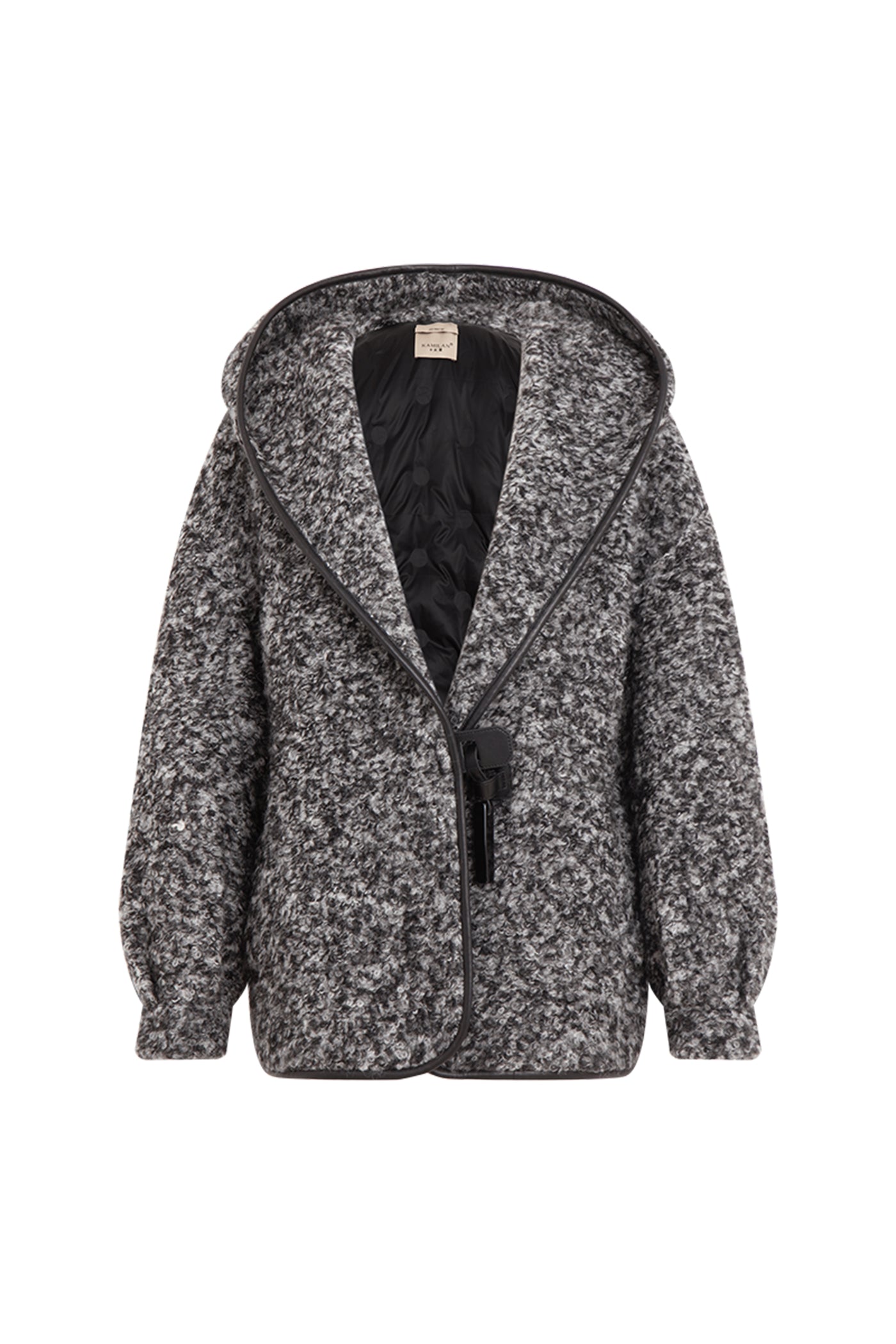 KAMILAN Women's Shearling Wool Coat – 2025 Winter New Fashion White Duck Down Filled Jacket