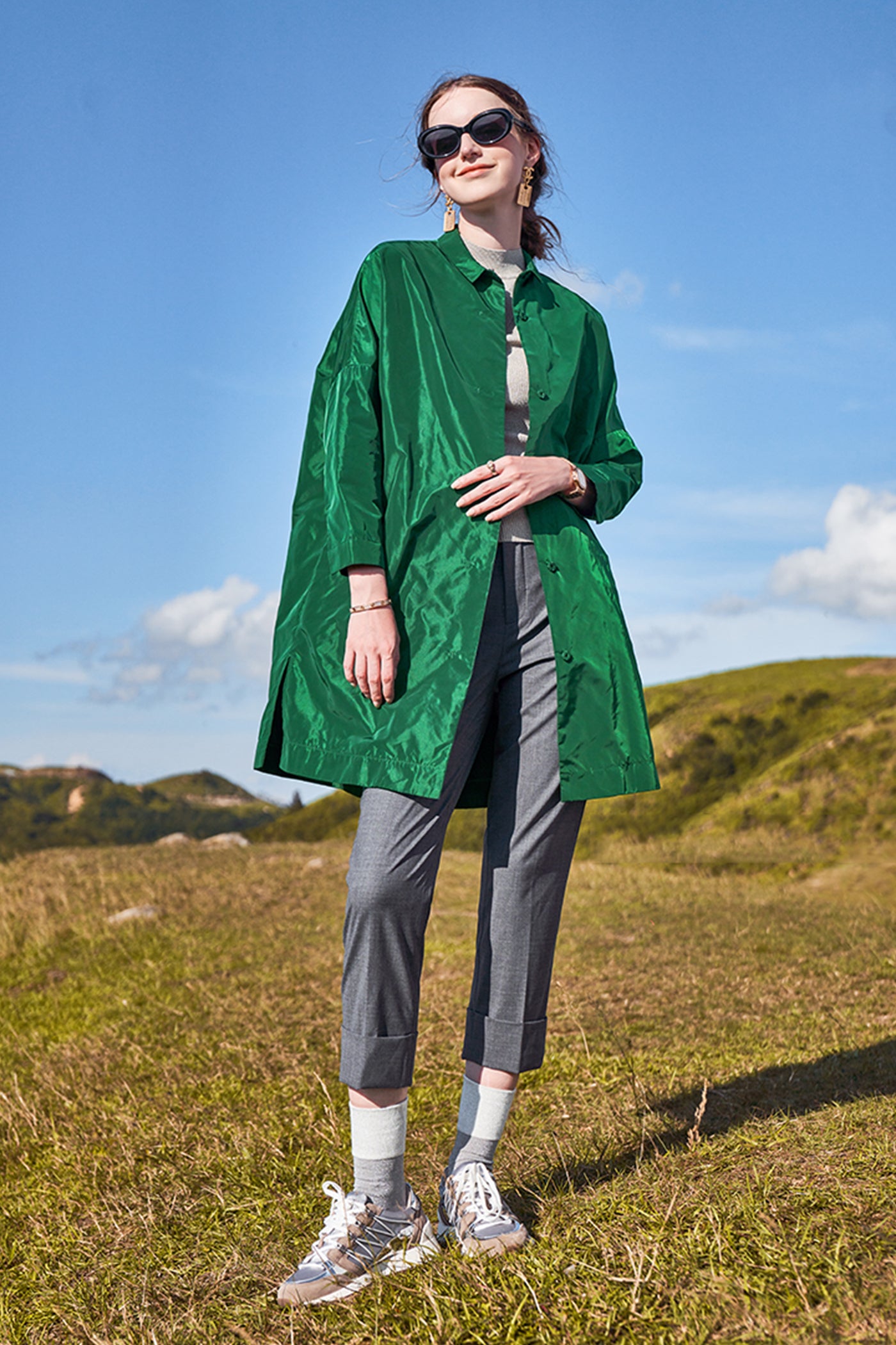 KAMILAN Minimalist Long Trench Coat Spring/Summer Collection Stylish Elegant Outerwear