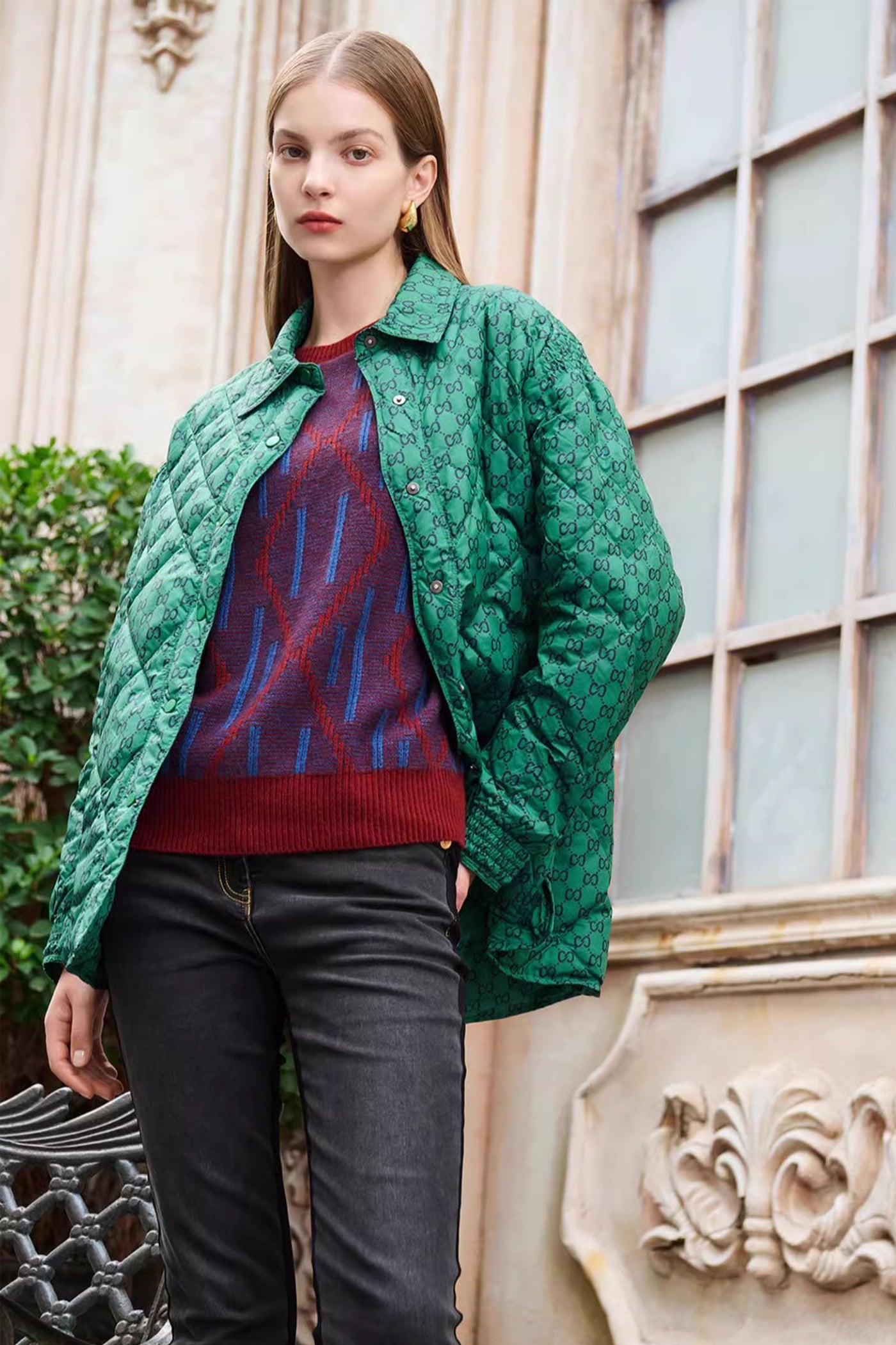 KAMILAN Iconic Monogram Quilted Down Jacket – Sculptural Silhouette in Urban Elegance