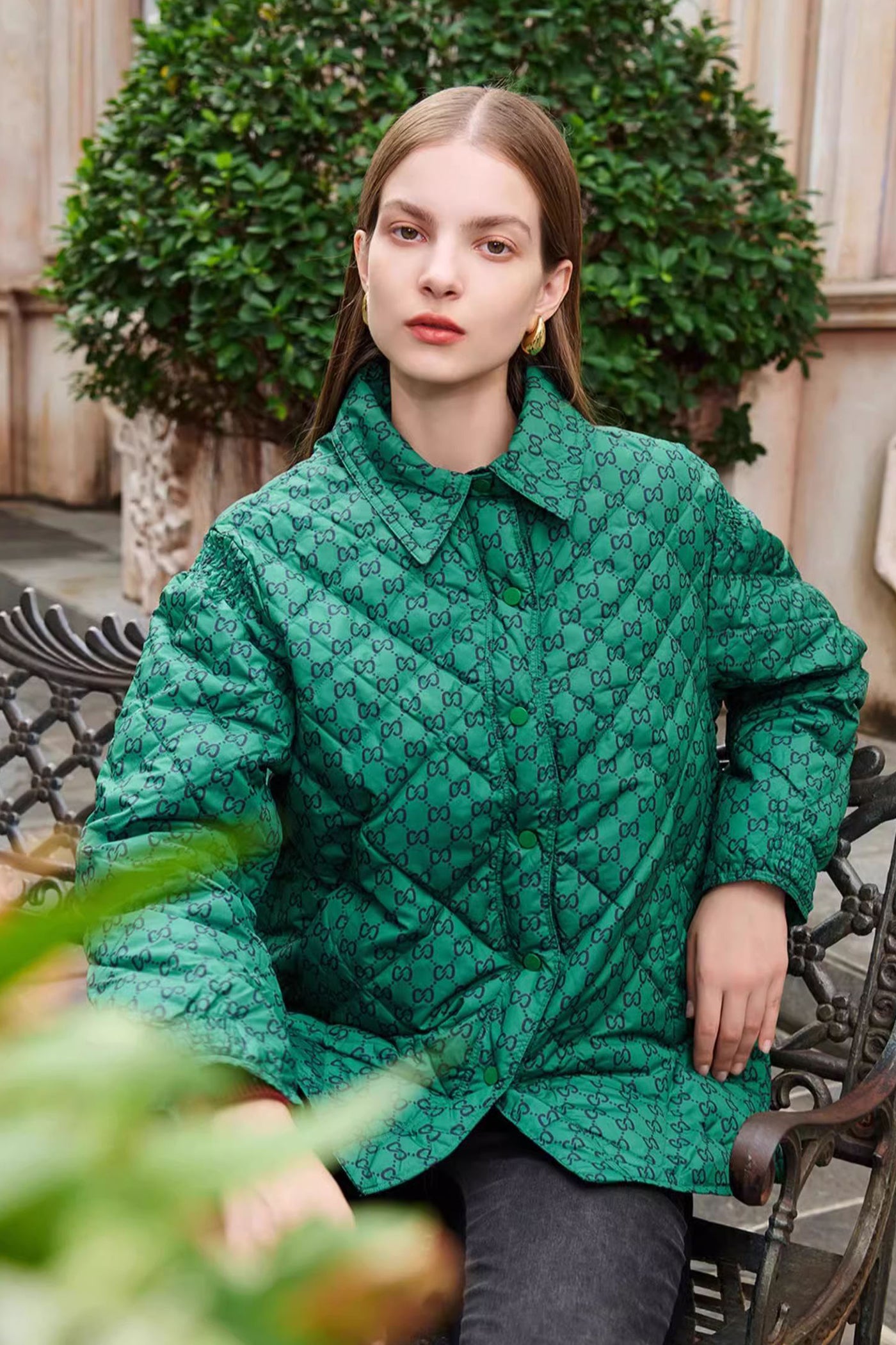 KAMILAN Iconic Monogram Quilted Down Jacket – Sculptural Silhouette in Urban Elegance