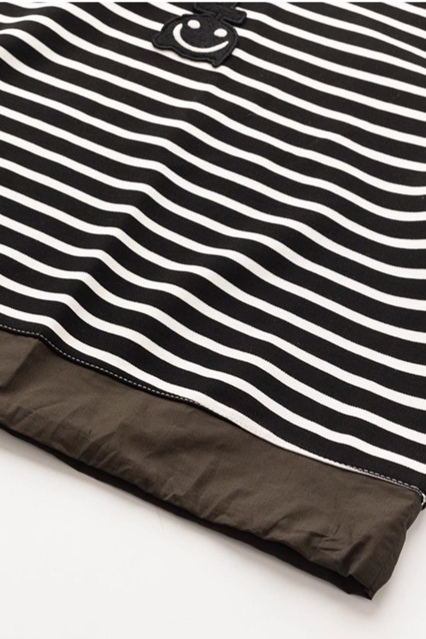 KAMILAN Contrast Stripe Drawstring T-Shirt Relaxed Silhouette