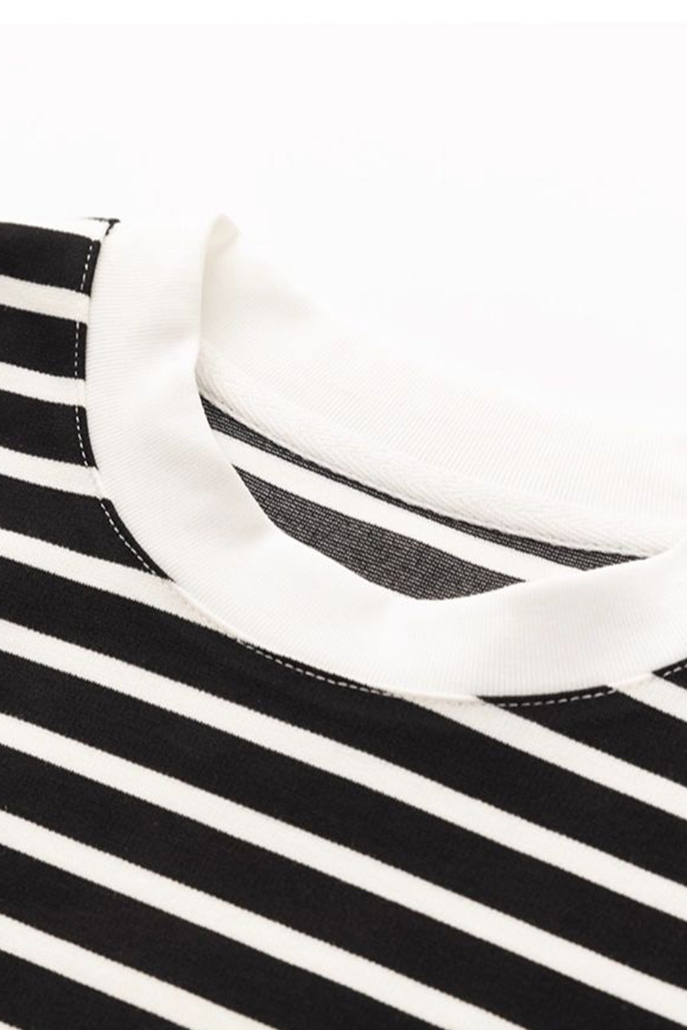 KAMILAN Contrast Stripe Drawstring T-Shirt Relaxed Silhouette