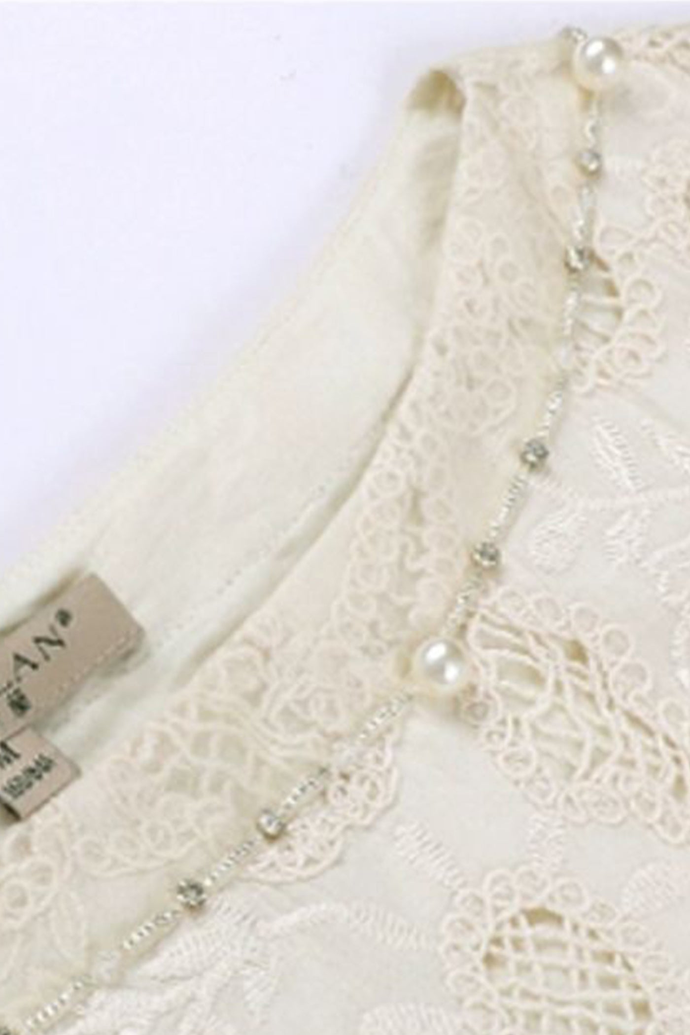 Kamilan Embroidered Lace Dress in Ivory Beige