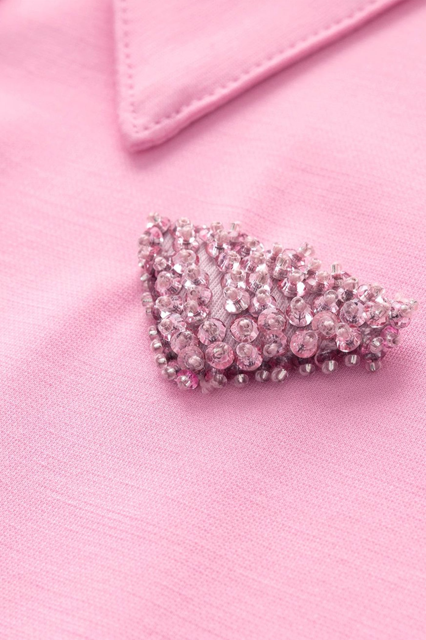 KAMILAN Pink Polo Tee with Crystal Embellished Emblem