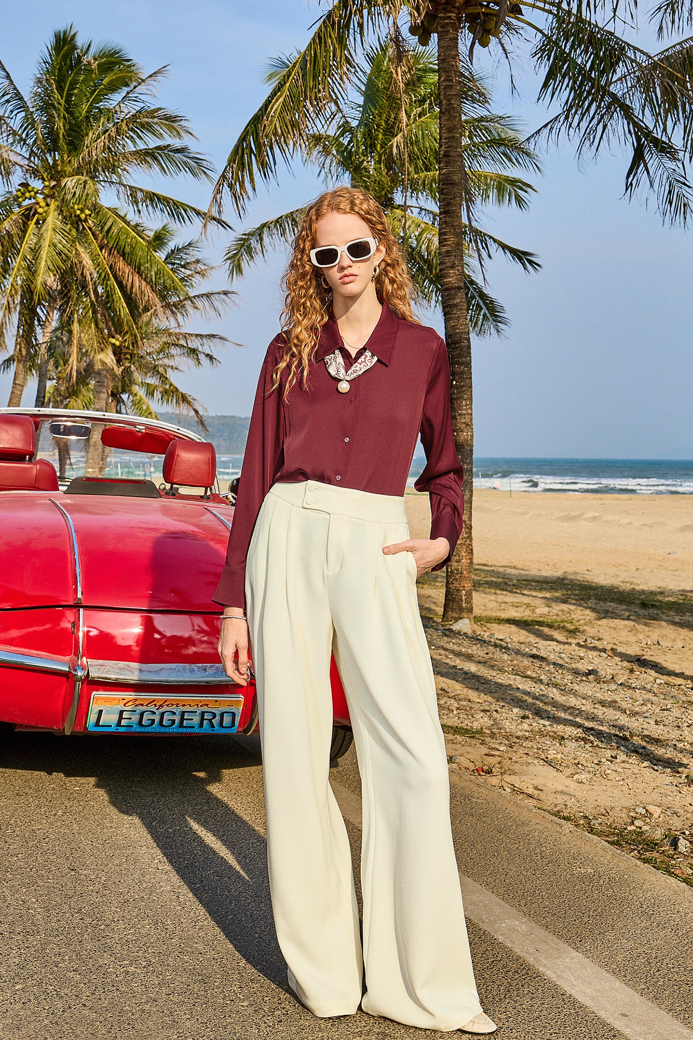 KAMILAN High-Waisted Wide-Leg Trousers