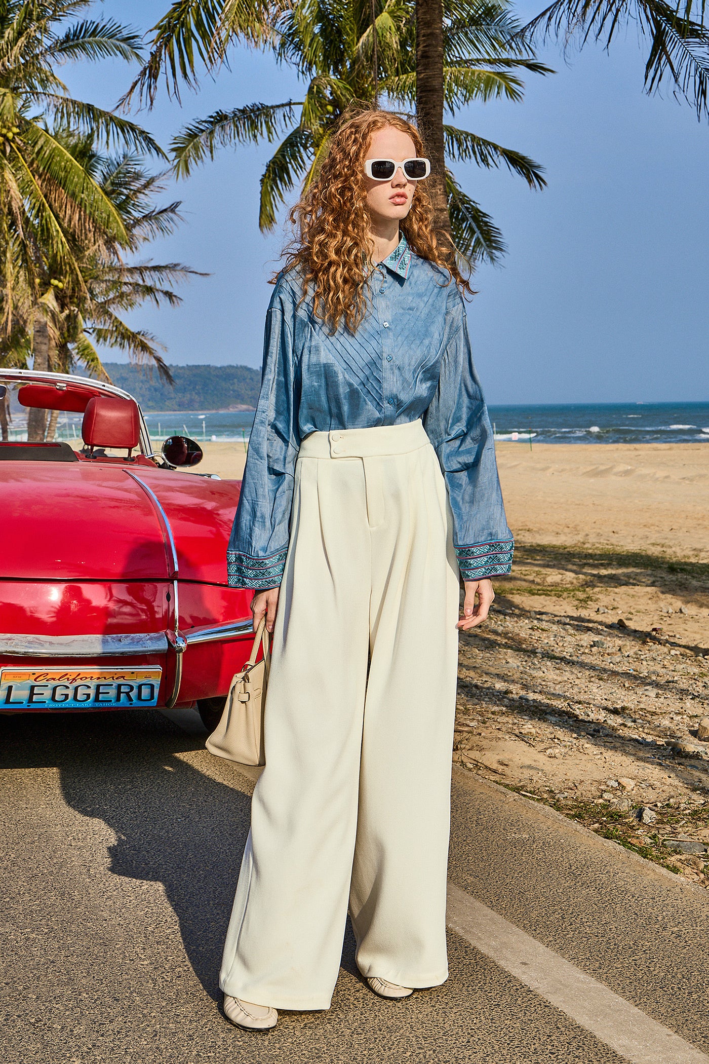 KAMILAN High-Waisted Wide-Leg Trousers