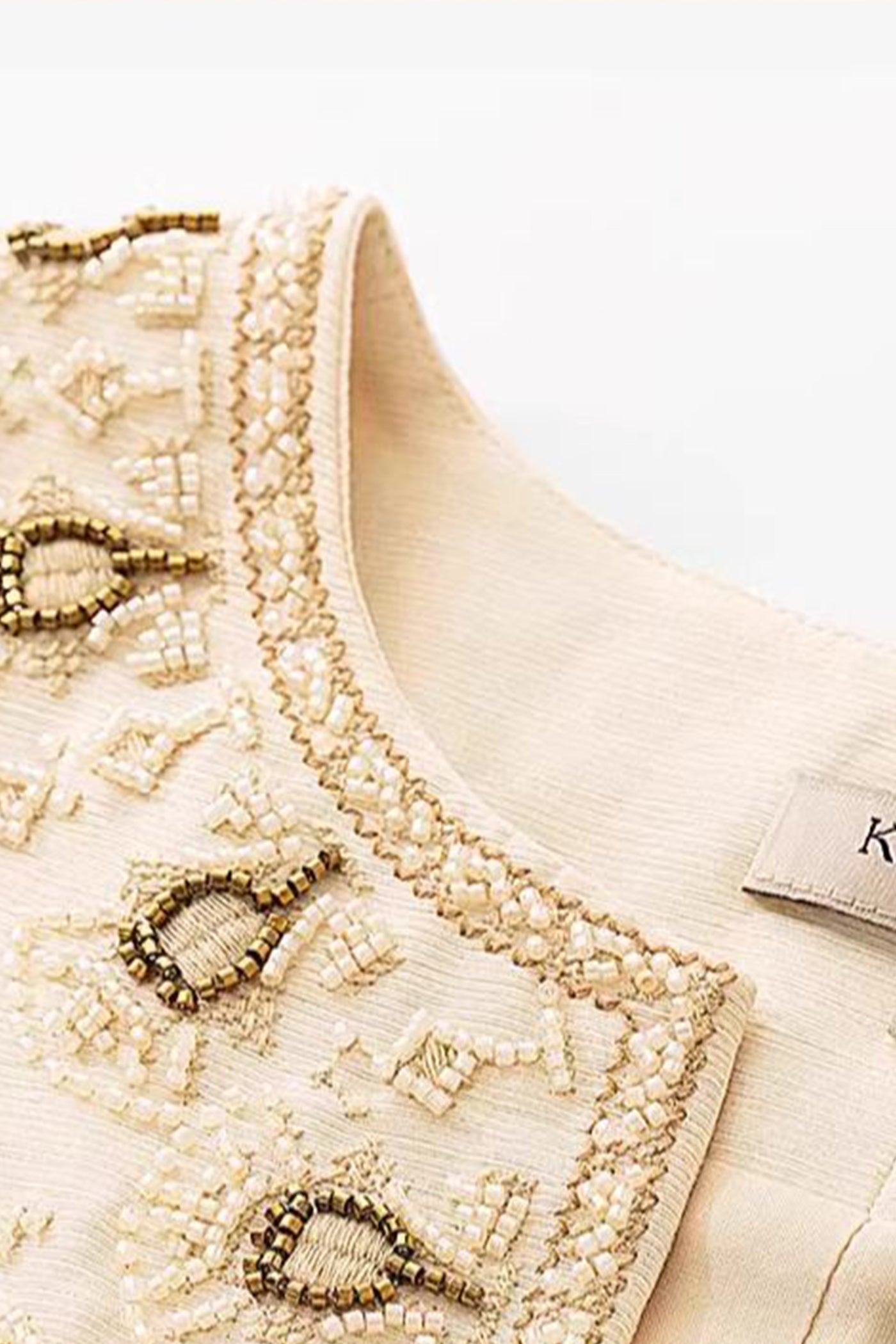 KAMILAN Embellished Linen Dress in Ivory