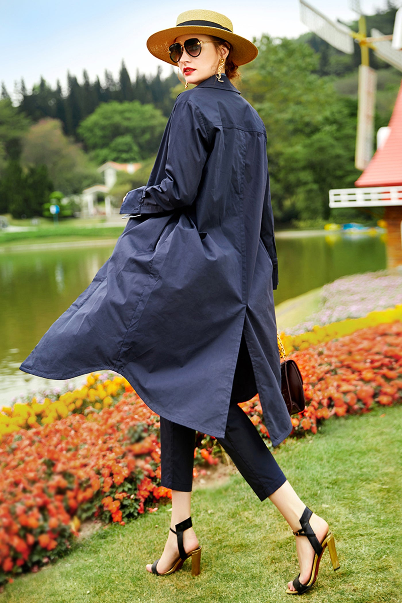 KAMILAN Cotton Button-Down Long Coat