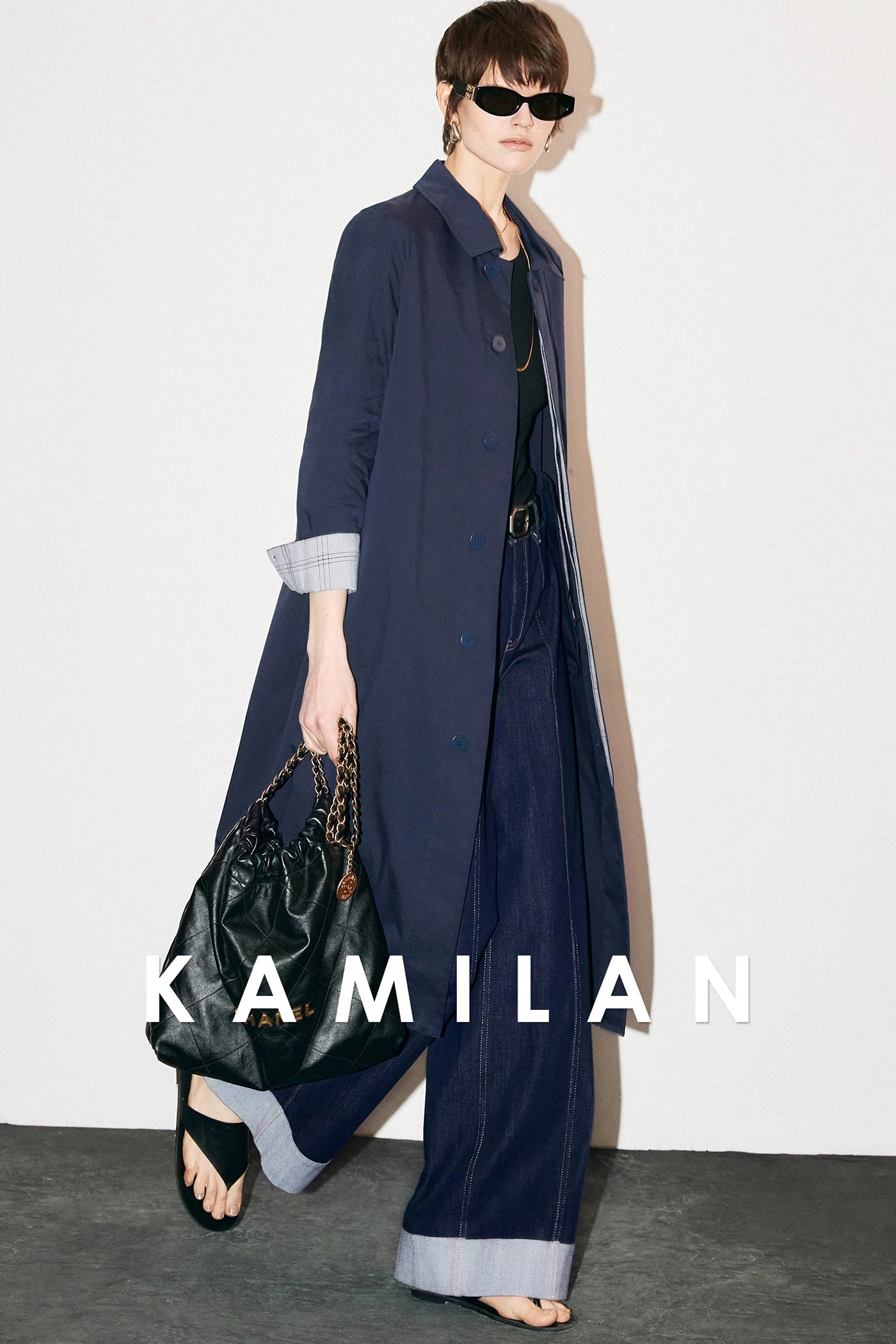KAMILAN Cotton Button-Down Long Coat
