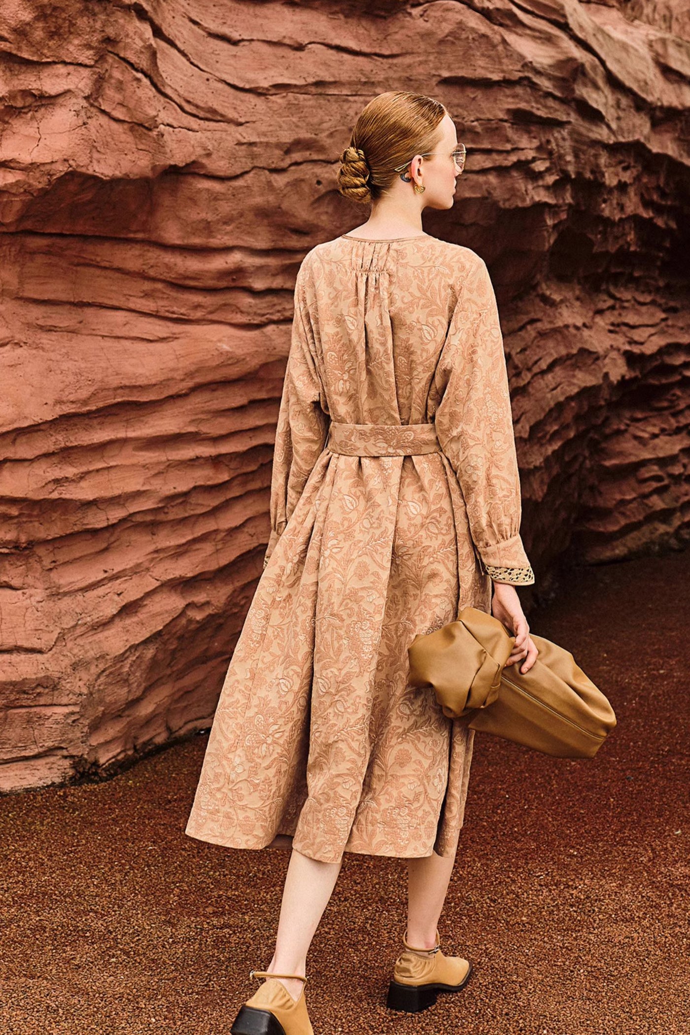 Kamilan Embroidered Jacquard Long-Sleeve Dress