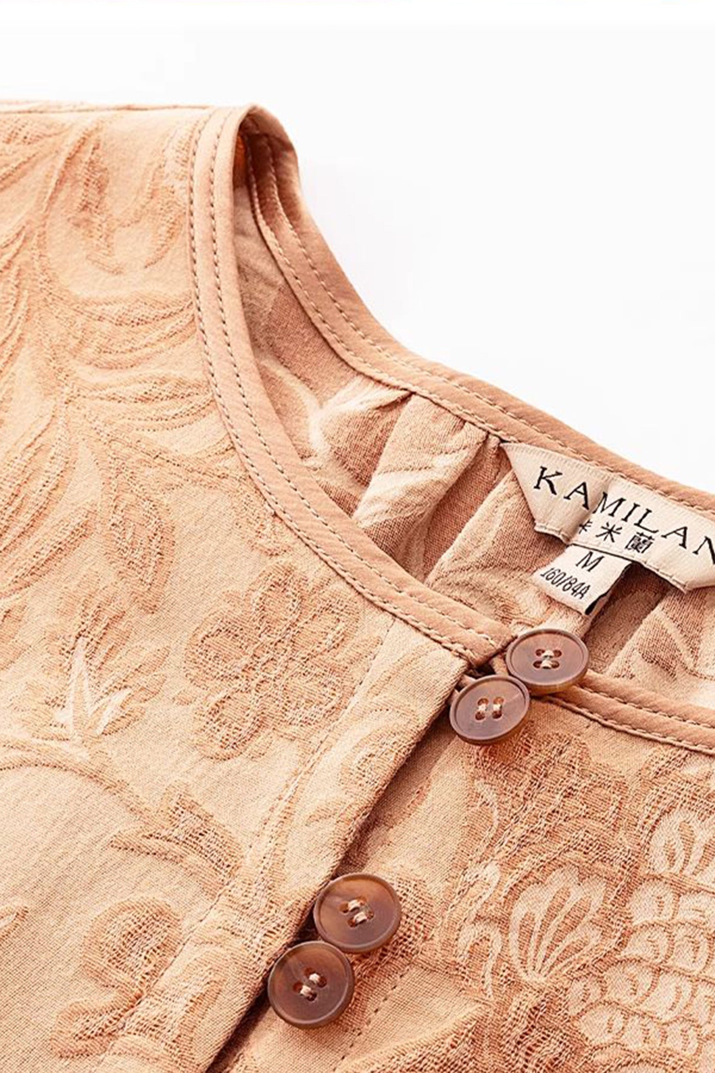 Kamilan Embroidered Jacquard Long-Sleeve Dress