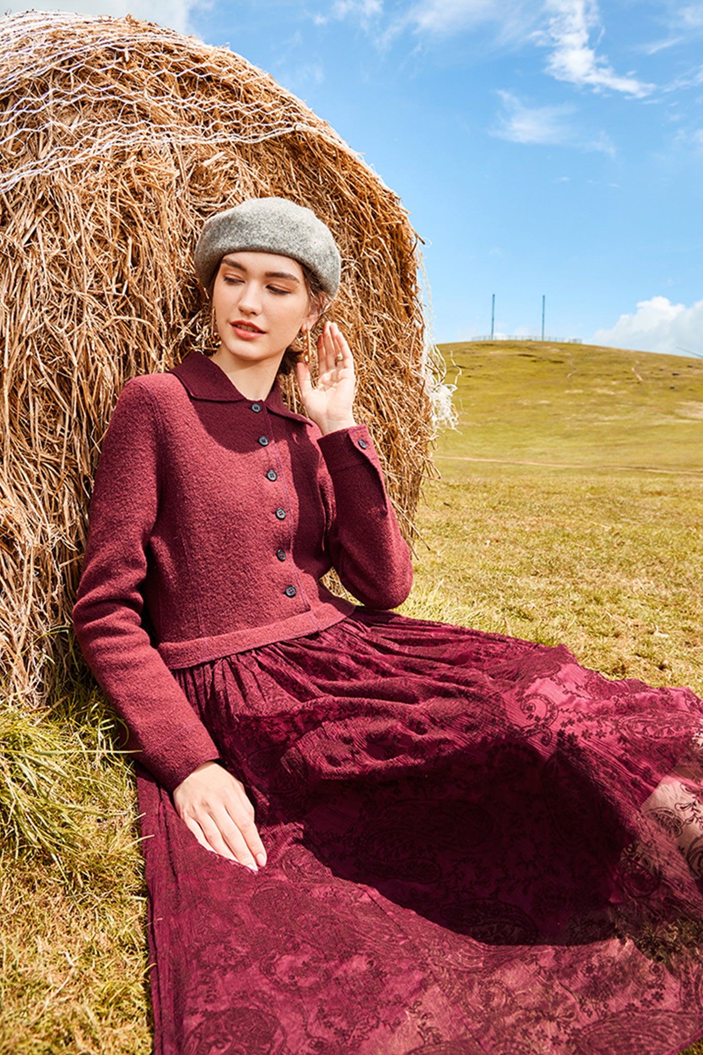 KAMILAN Wool & Jacquard Paneled Dress for Autumn–Winter