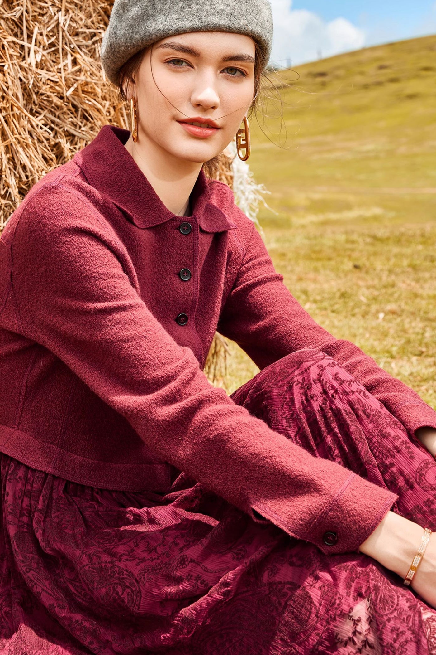 KAMILAN Wool & Jacquard Paneled Dress for Autumn–Winter